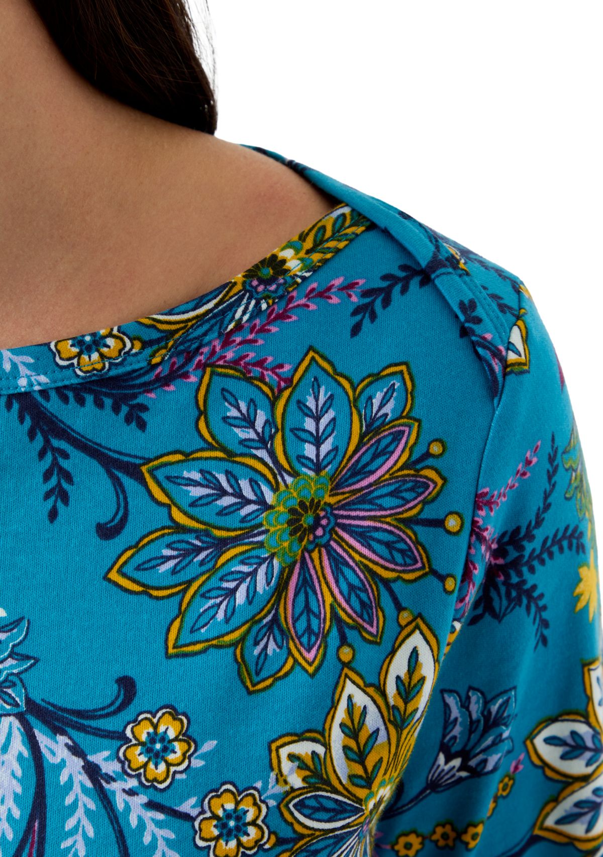 Womens 3/4 Sleeve Printed Bateau Tunic