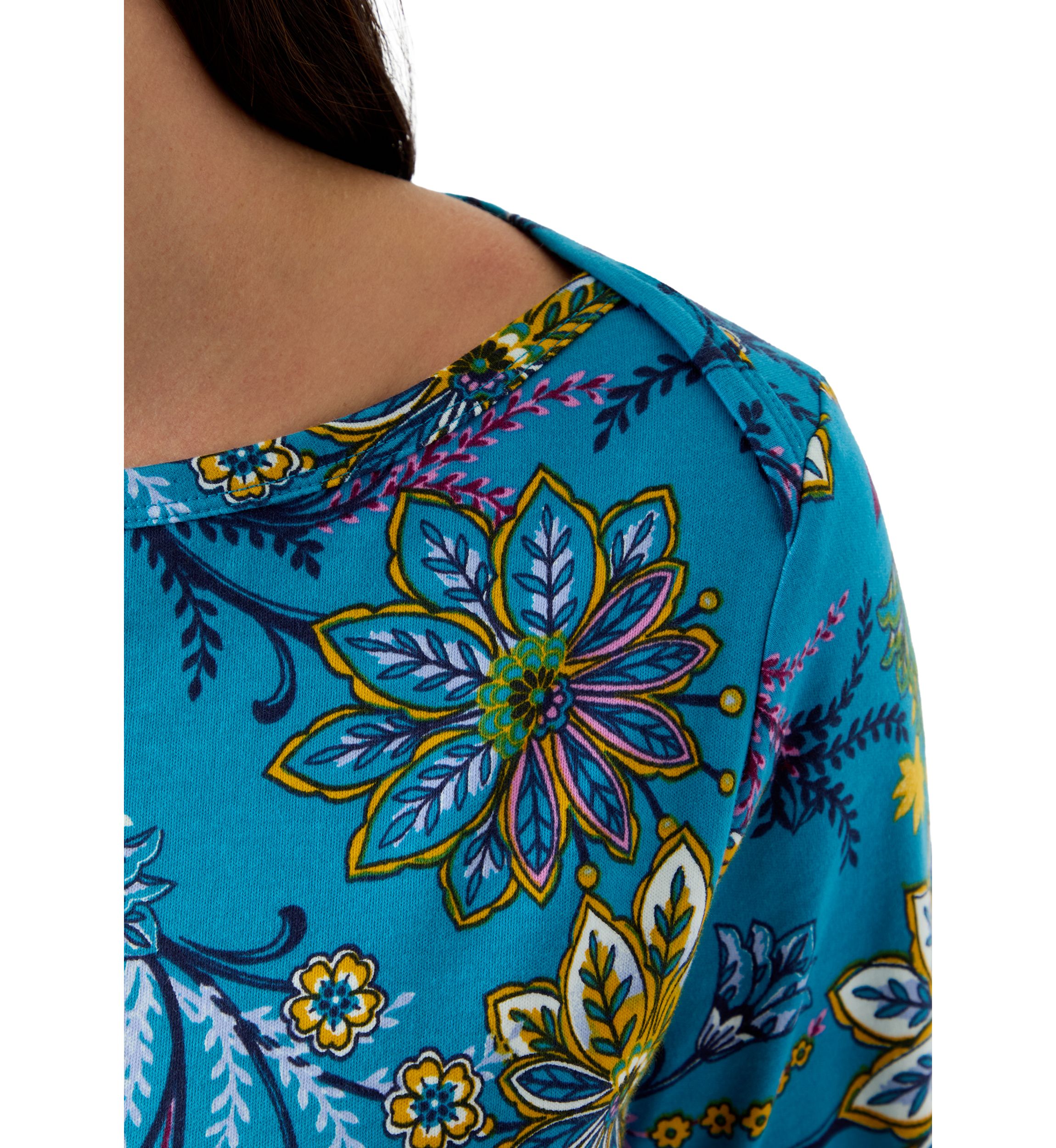 Womens 3/4 Sleeve Printed Bateau Tunic