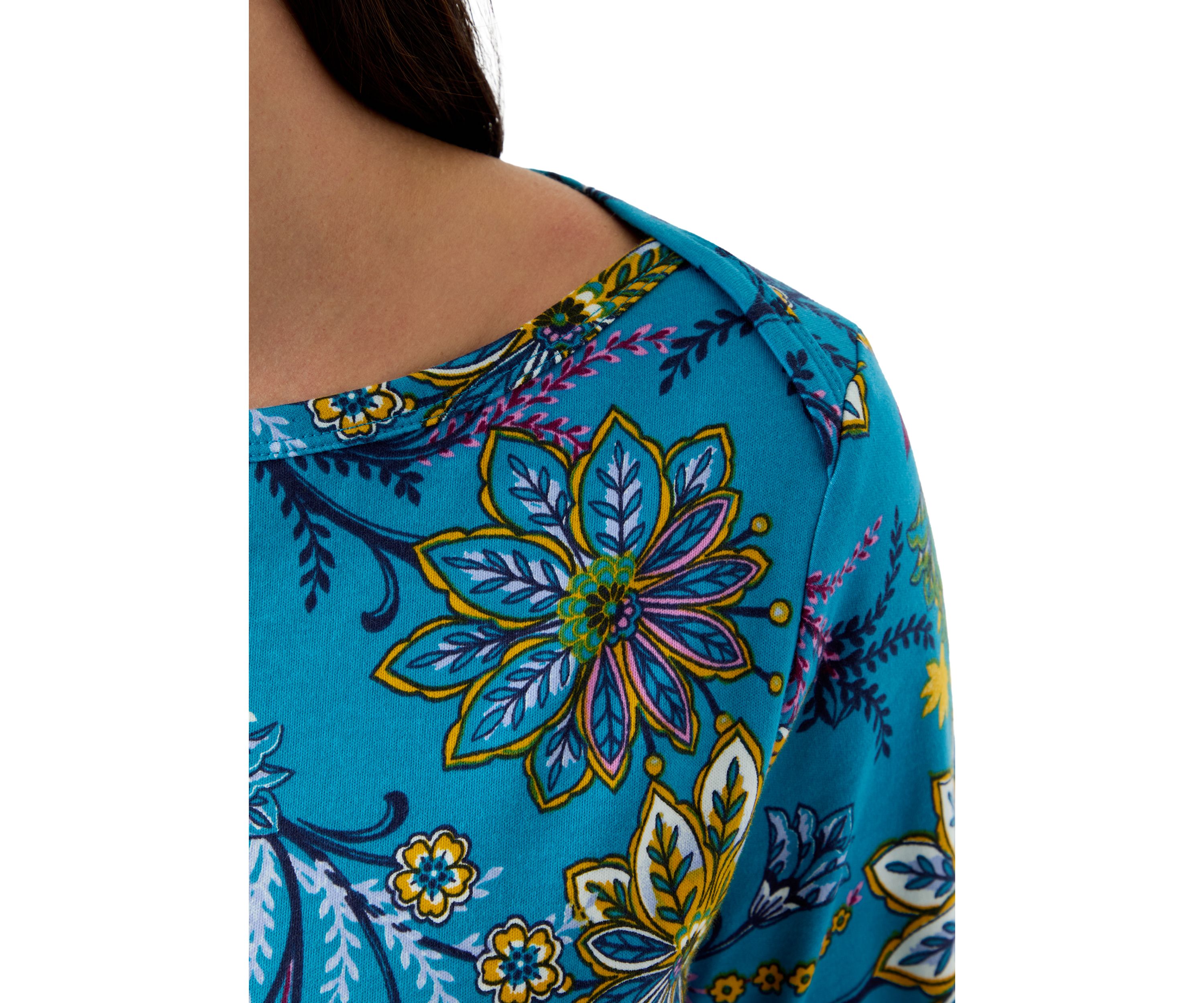 Womens 3/4 Sleeve Printed Bateau Tunic