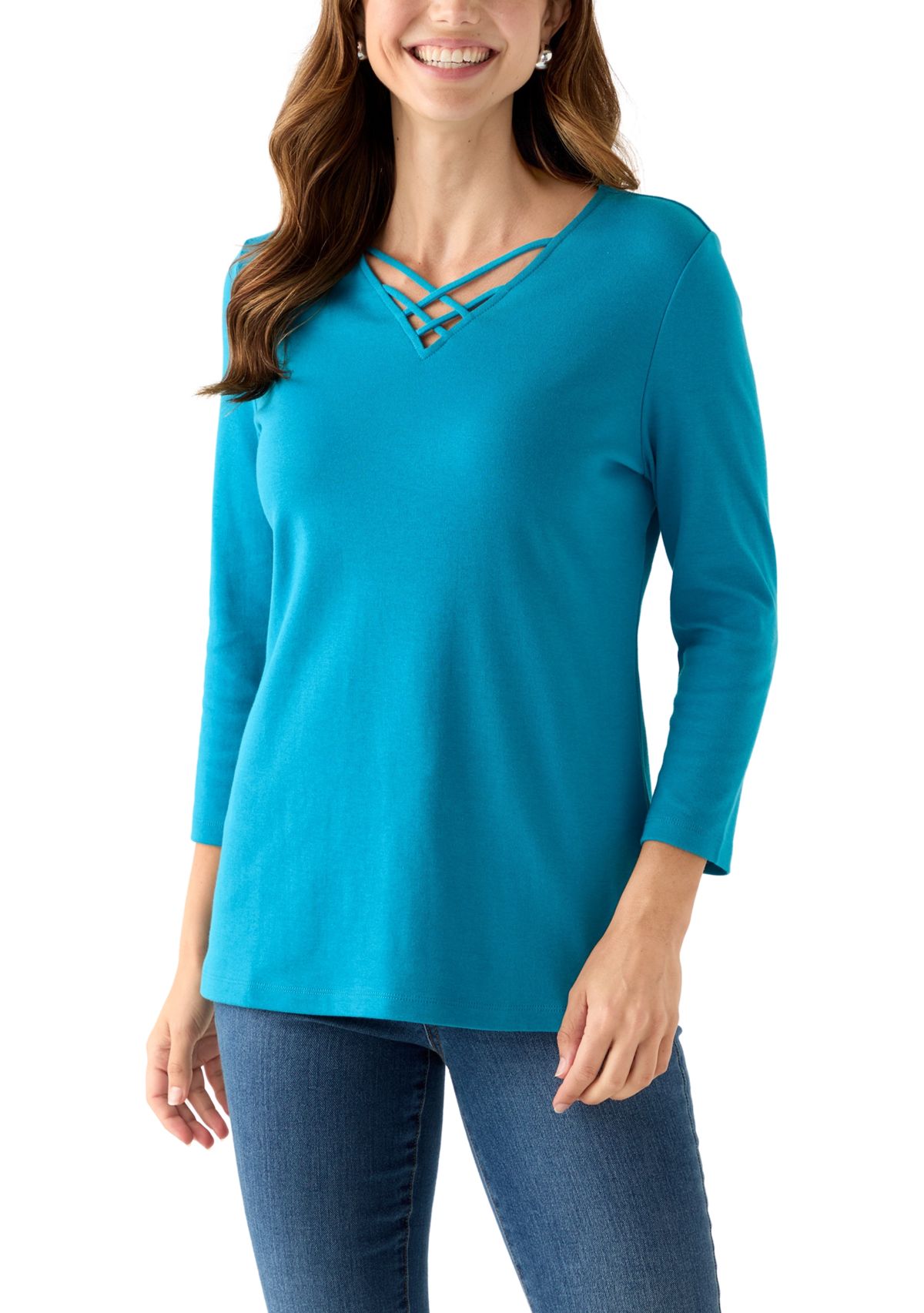 Womens Detailed V-Neck Shirt