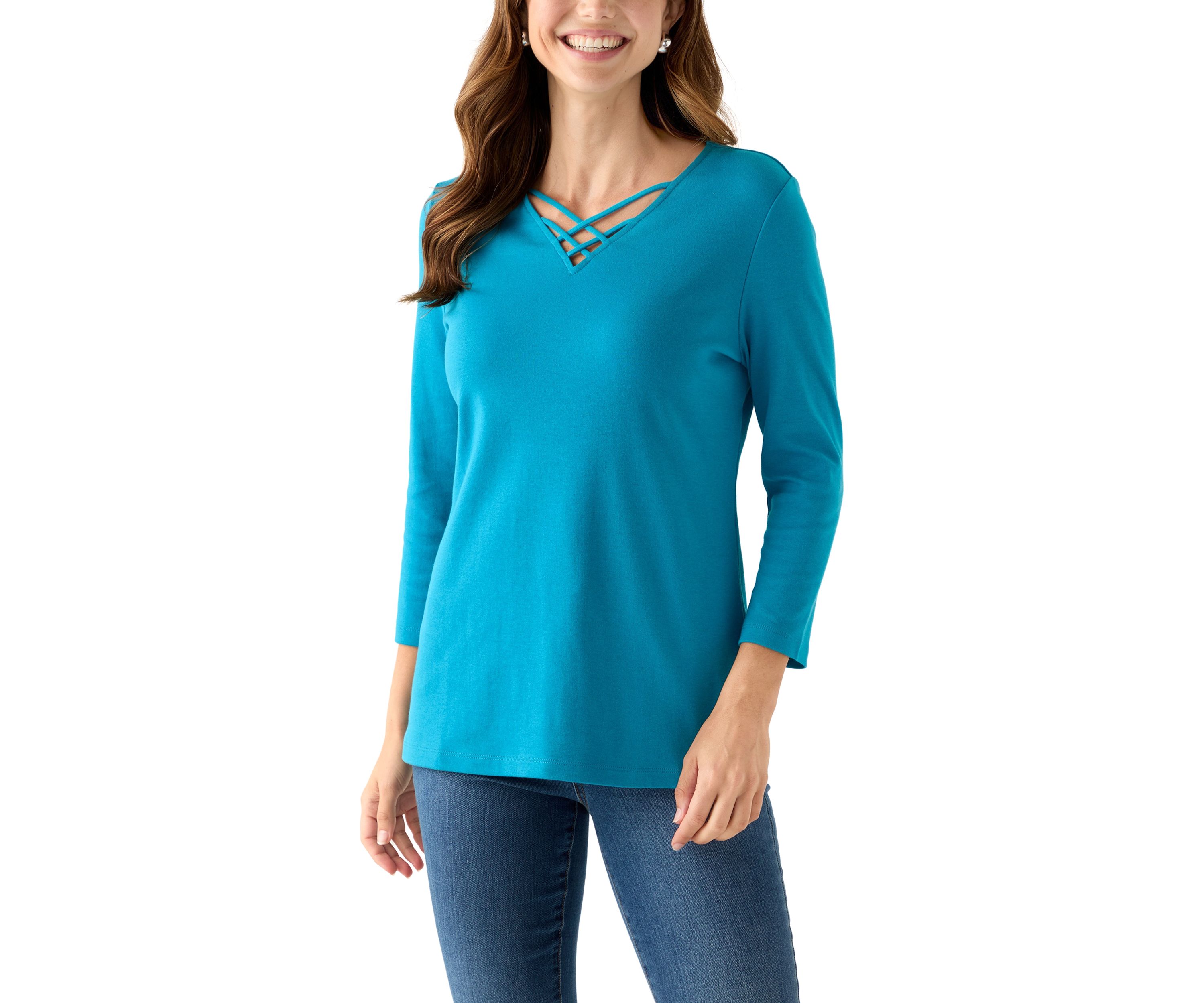 Womens Detailed V-Neck Shirt