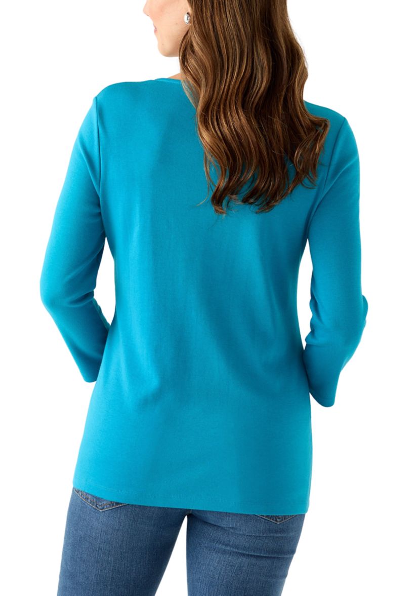 Womens Detailed V-Neck Shirt