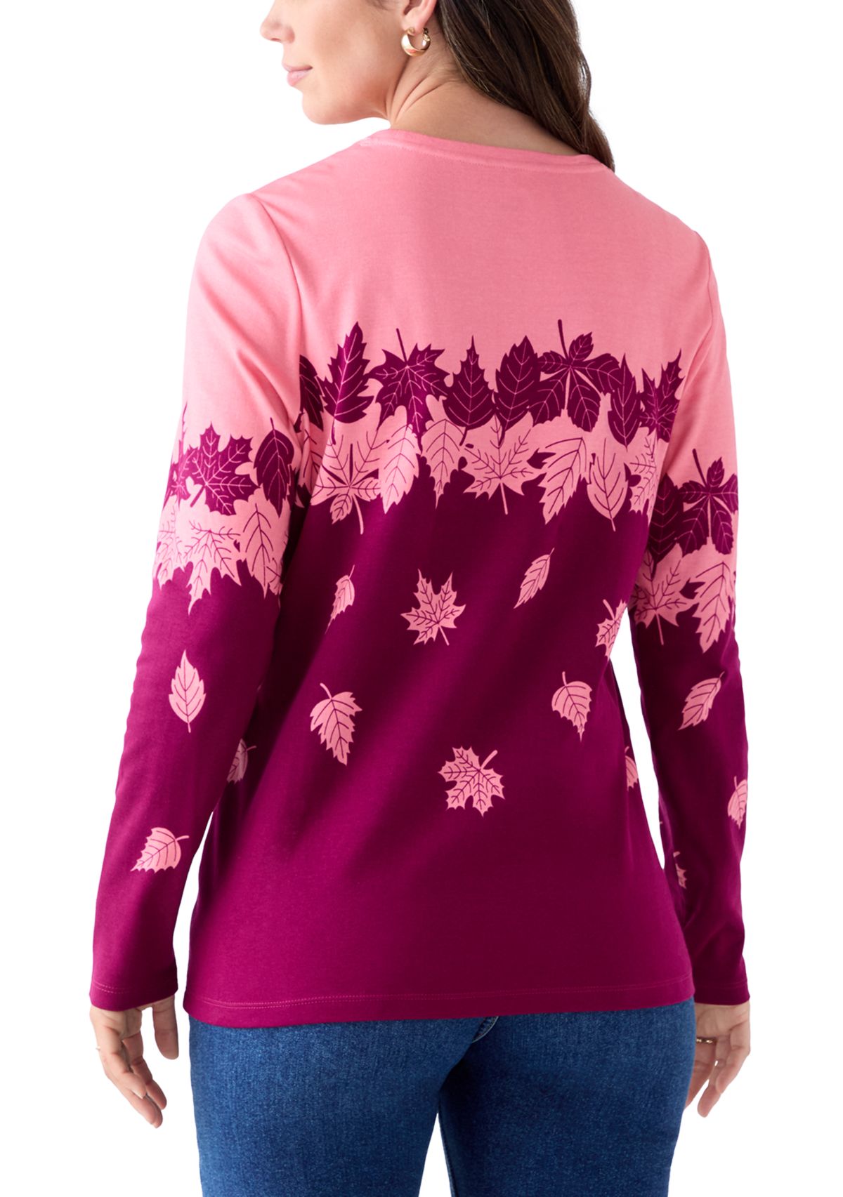 Womens Long Sleeve Printed Crew Neck 