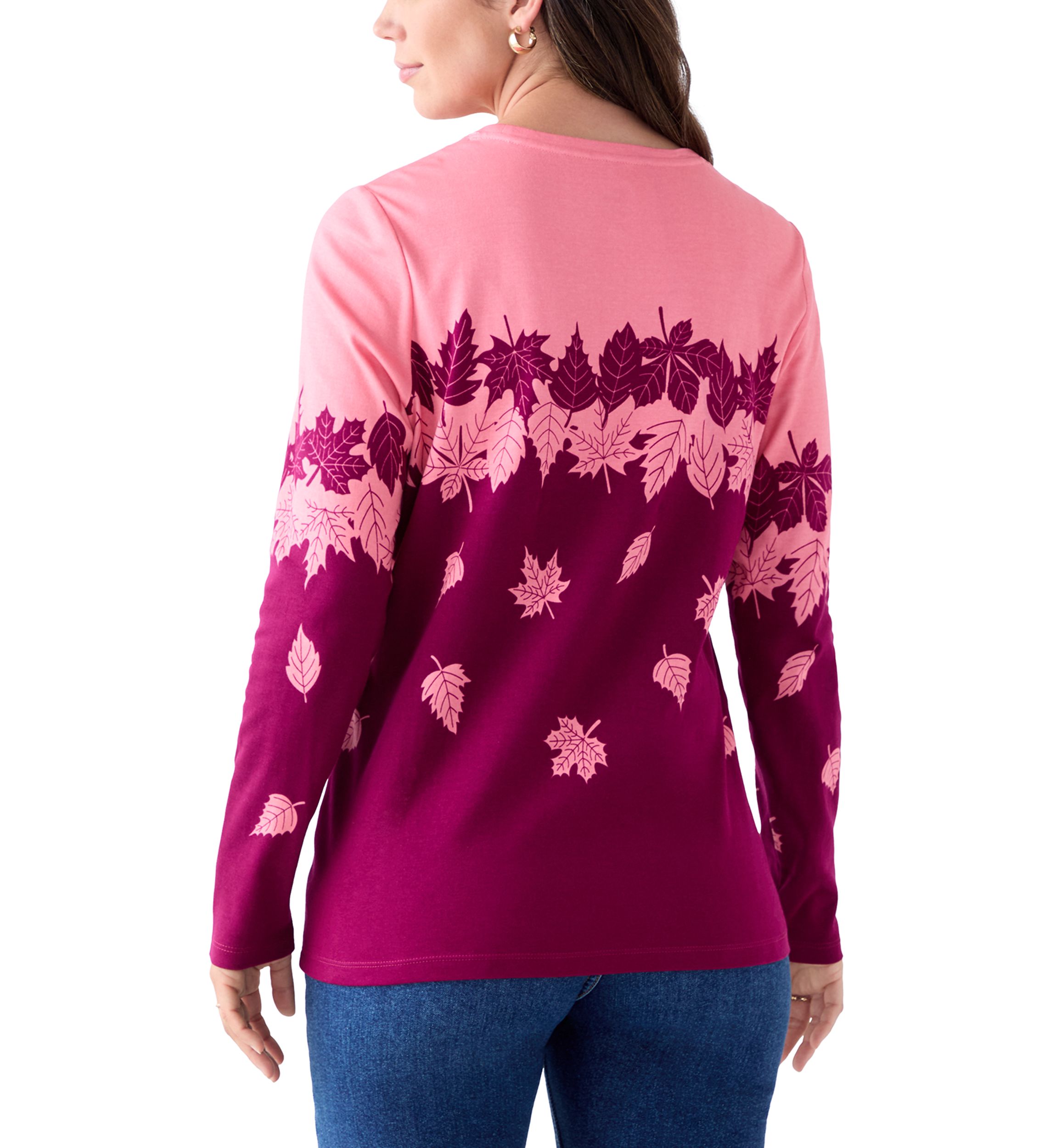 Womens Long Sleeve Printed Crew Neck 