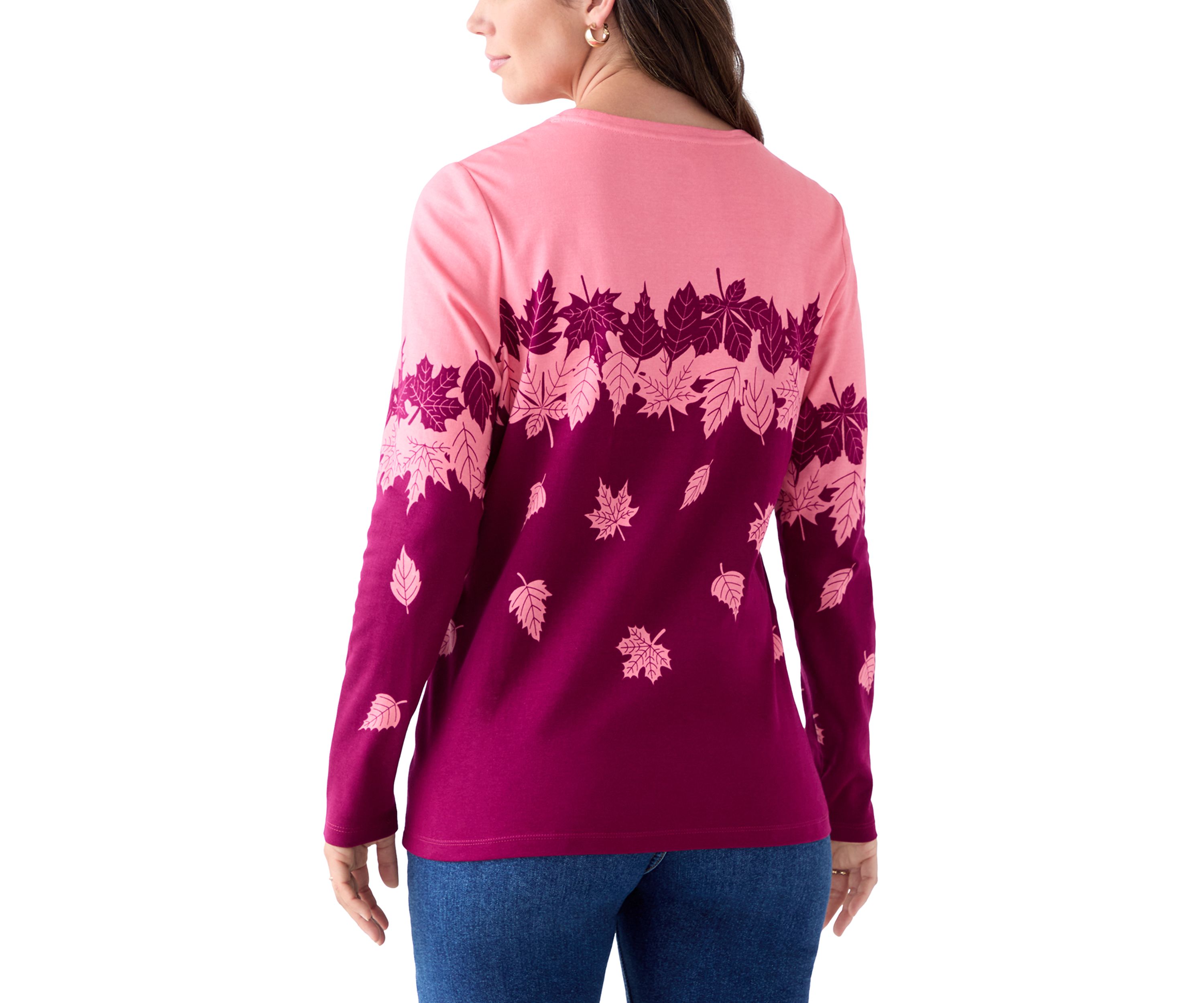 Womens Long Sleeve Printed Crew Neck 