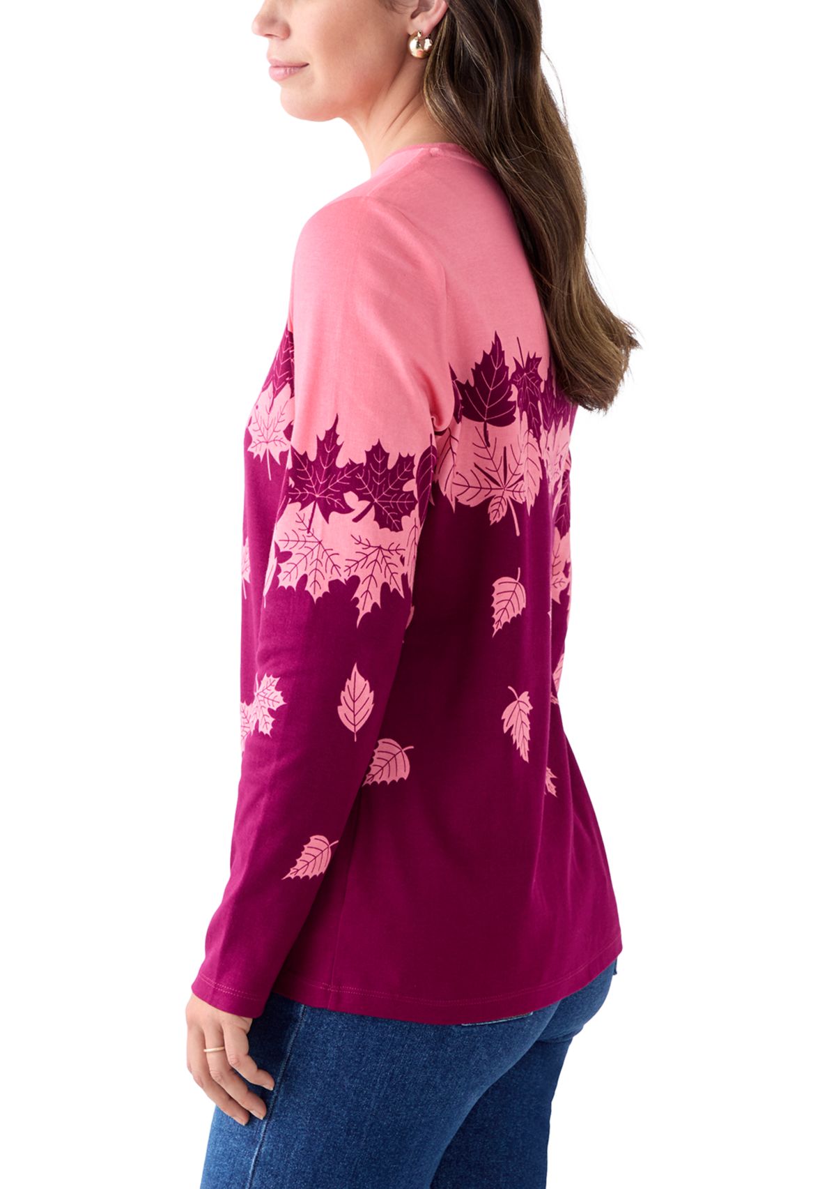 Womens Long Sleeve Printed Crew Neck 