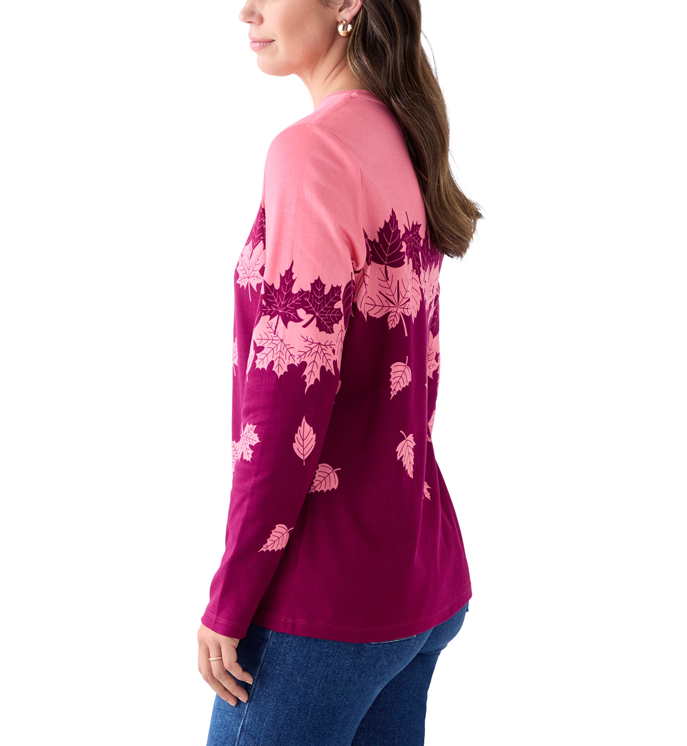 Womens Long Sleeve Printed Crew Neck 