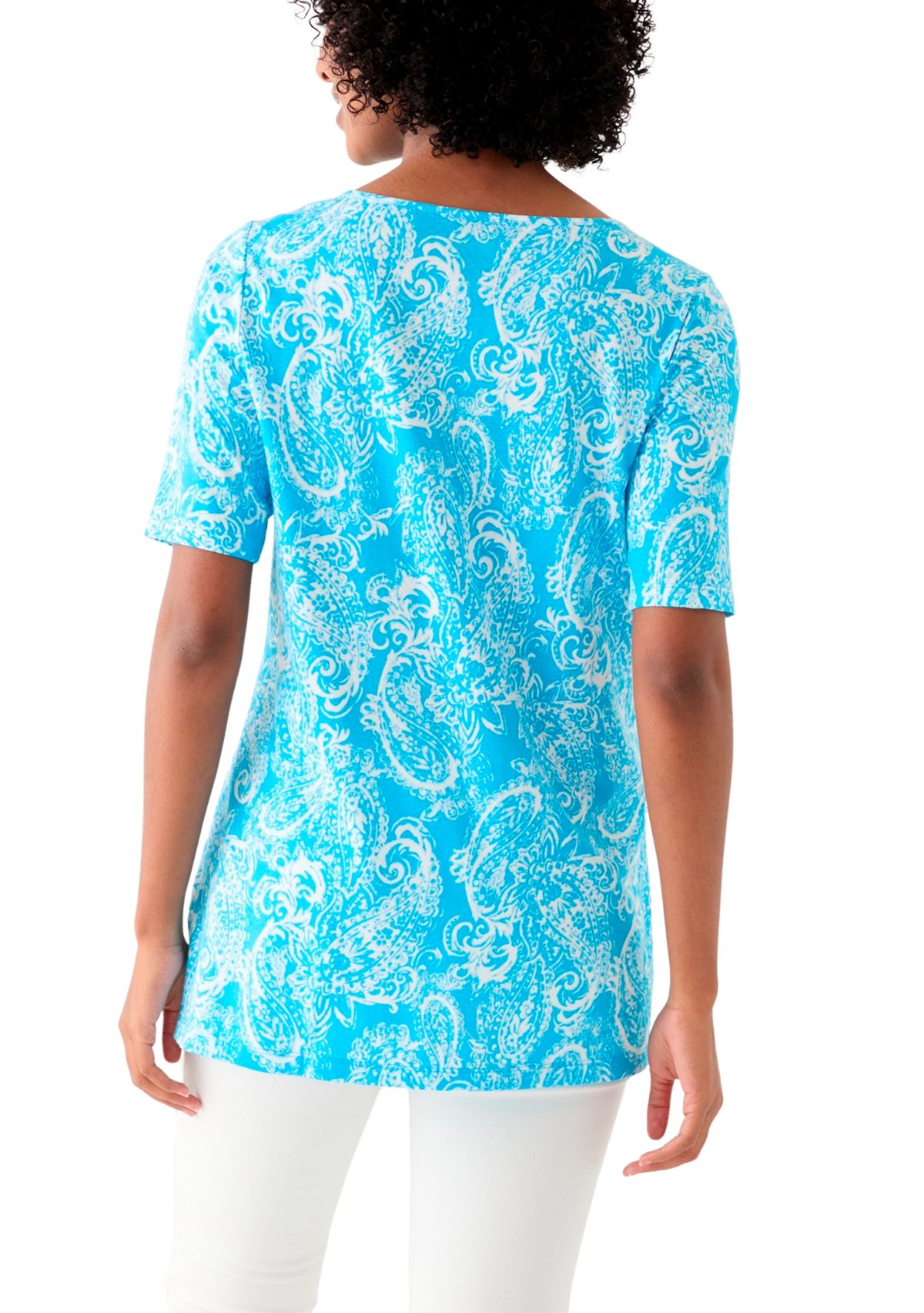 Womens Printed Keyhole Top