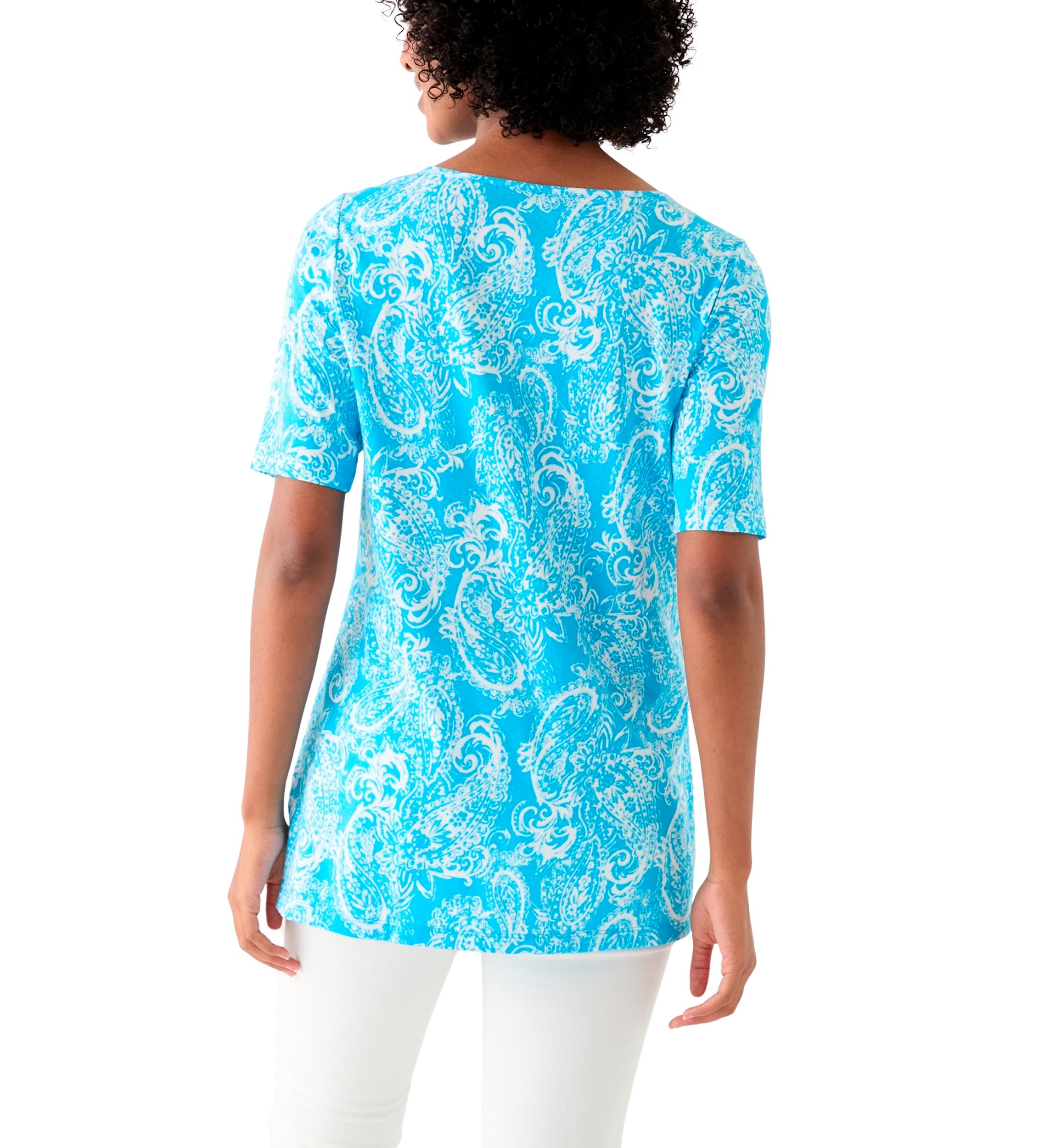 Womens Printed Keyhole Top