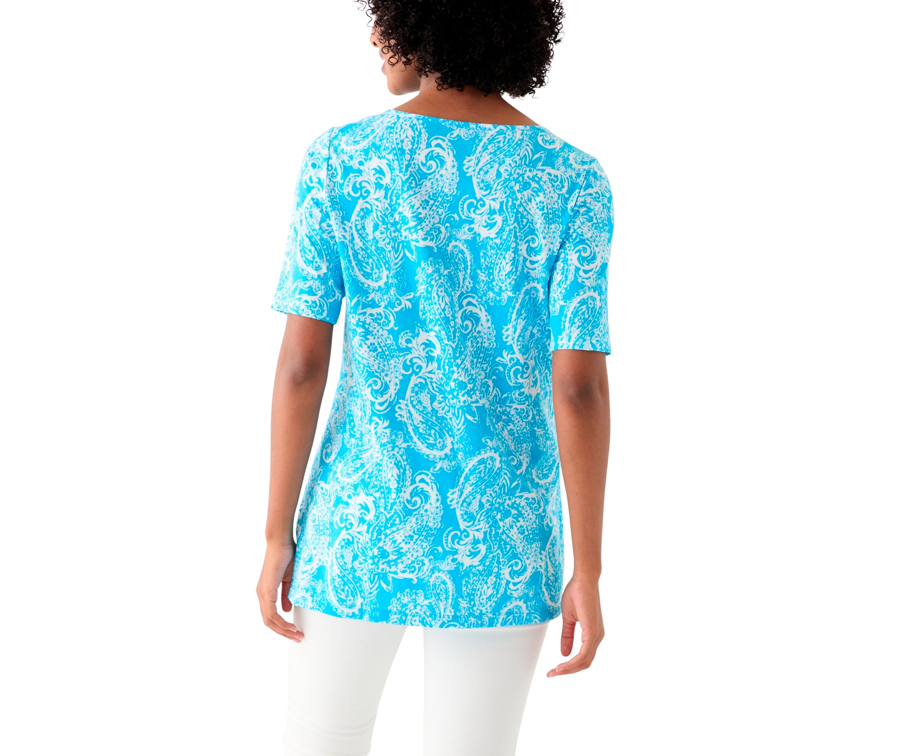 Womens Printed Keyhole Top