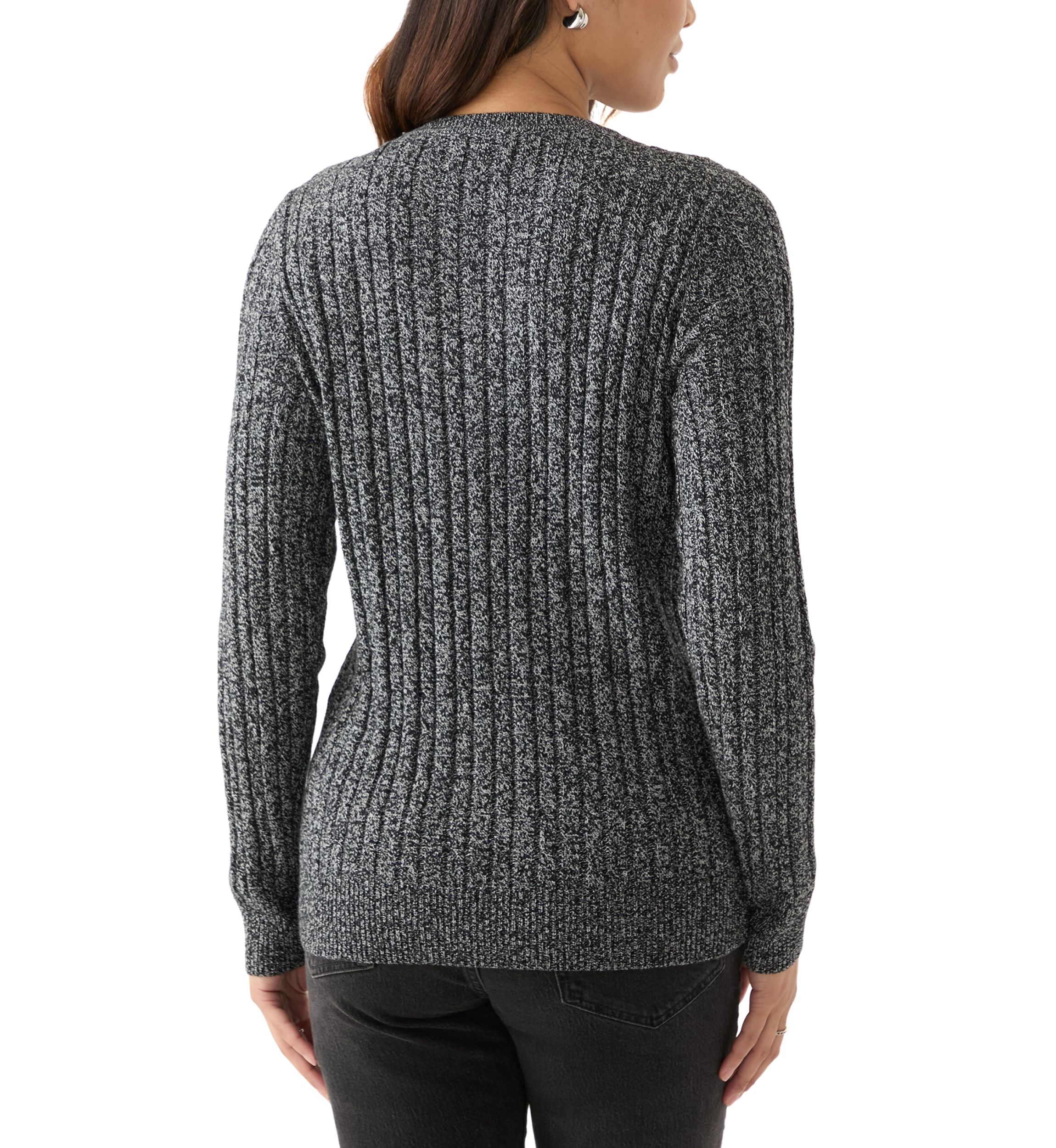 Womens Cable Knit Marled Sweater