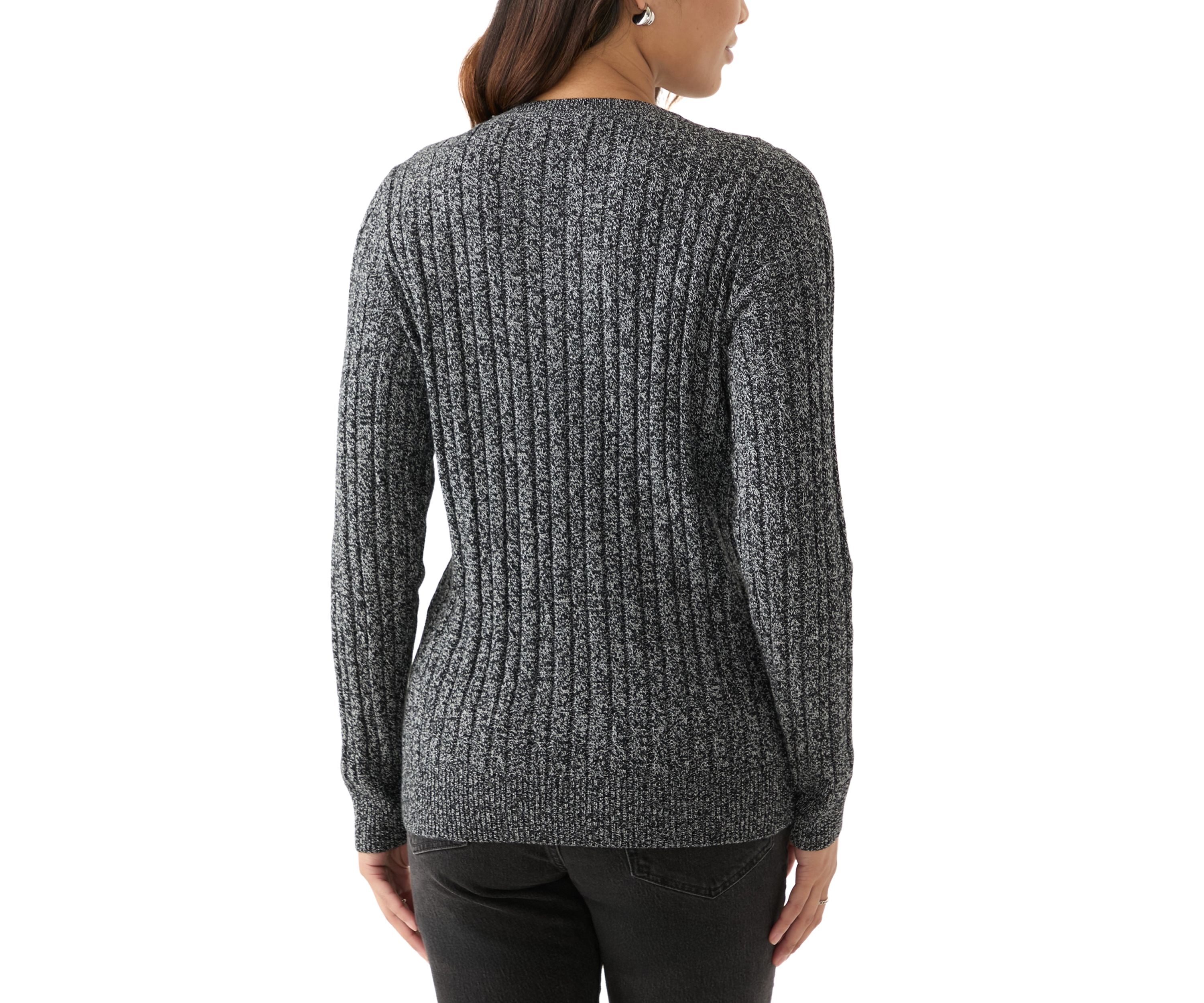 Womens Cable Knit Marled Sweater