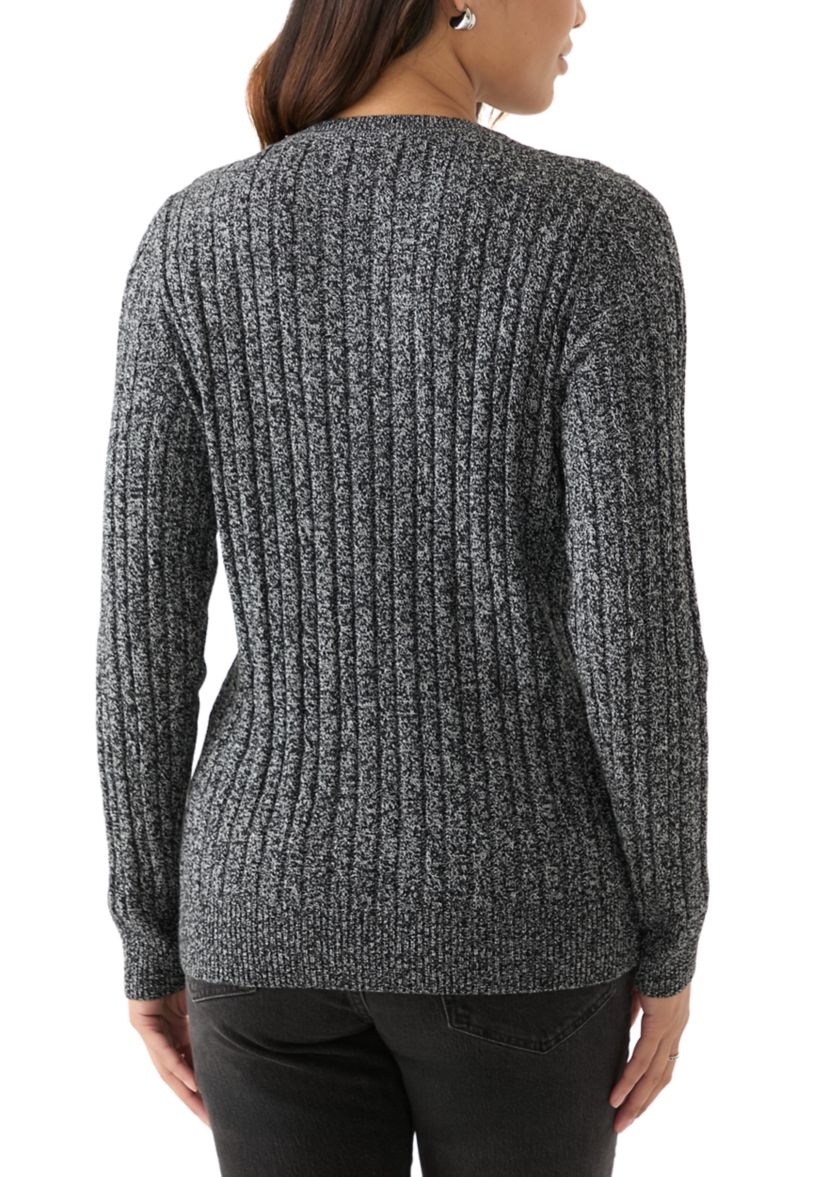 Womens Cable Knit Marled Sweater