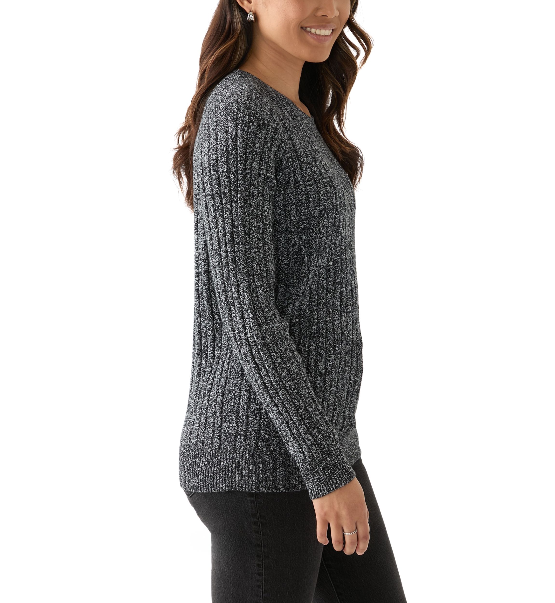 Womens Cable Knit Marled Sweater