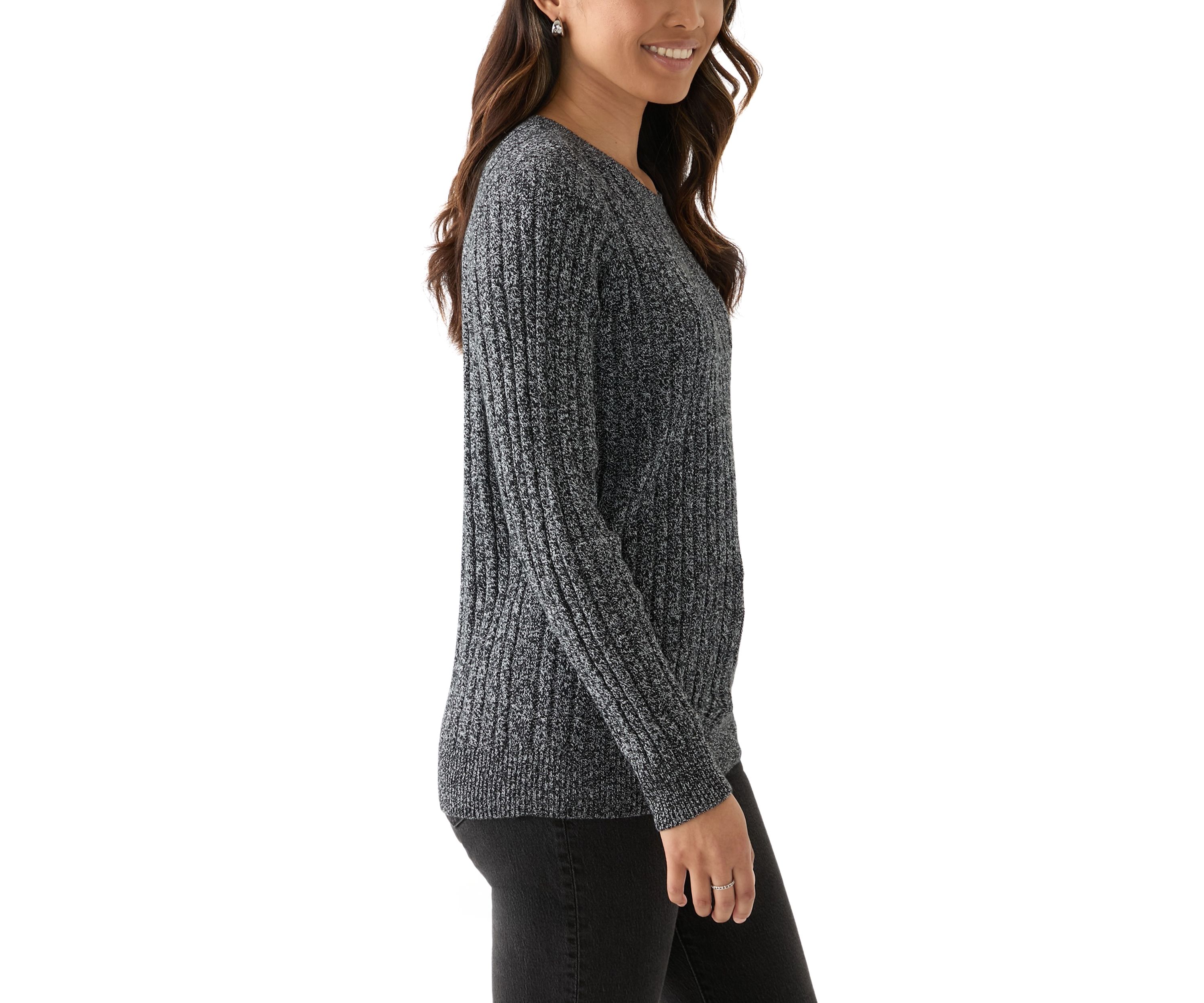 Womens Cable Knit Marled Sweater