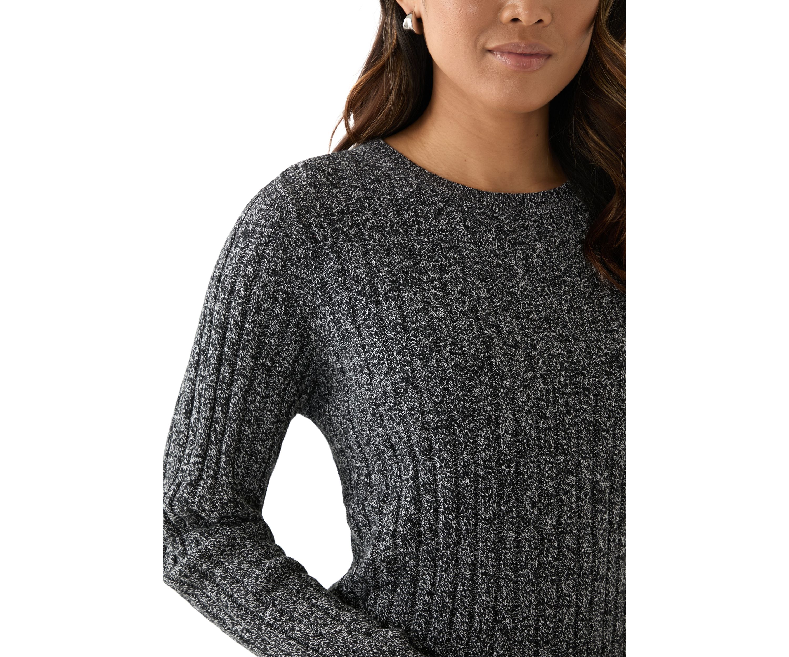 Womens Cable Knit Marled Sweater