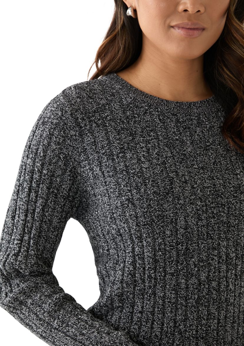 Womens Cable Knit Marled Sweater