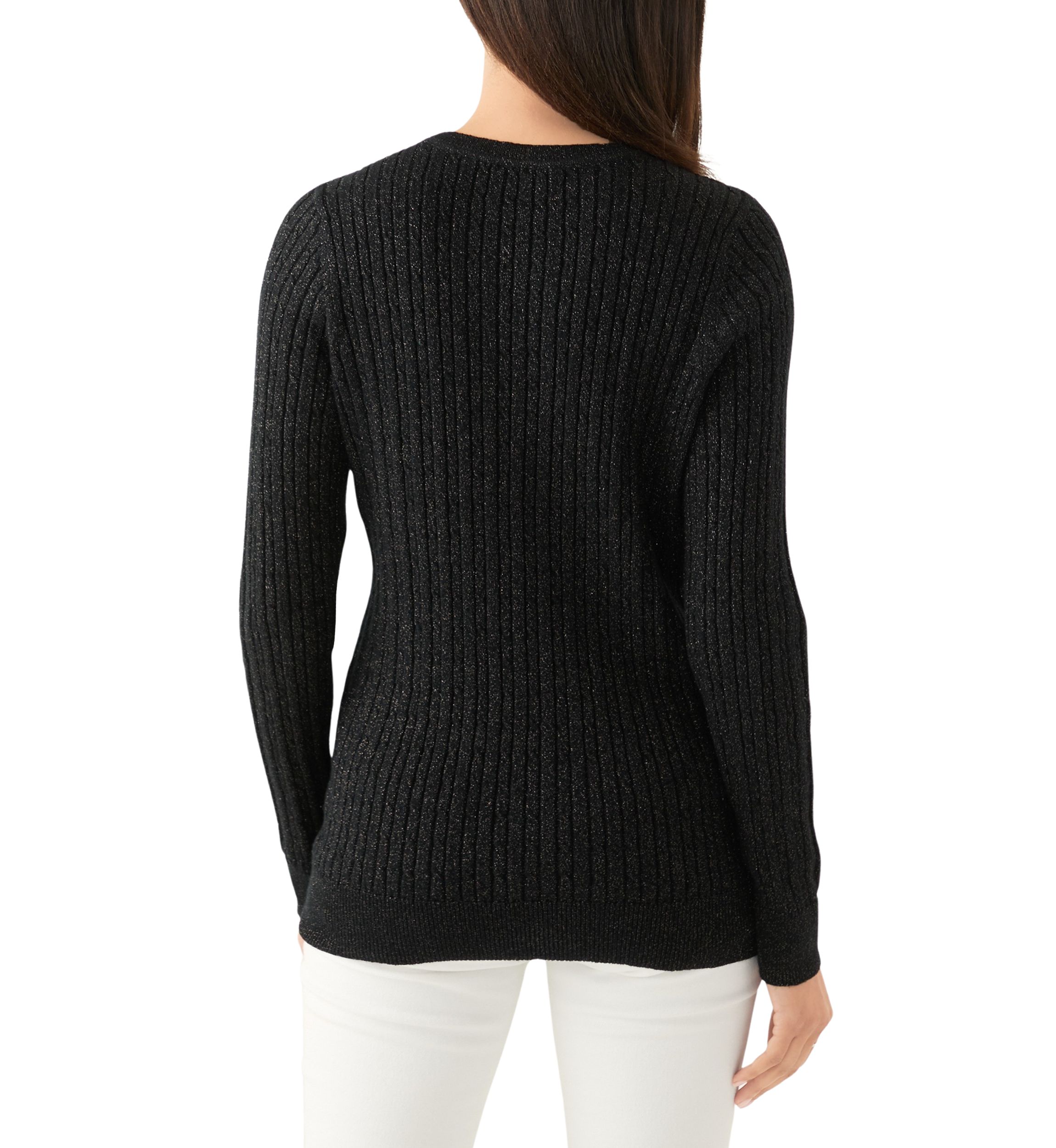 Womens Cable Knit Lurex Sweater