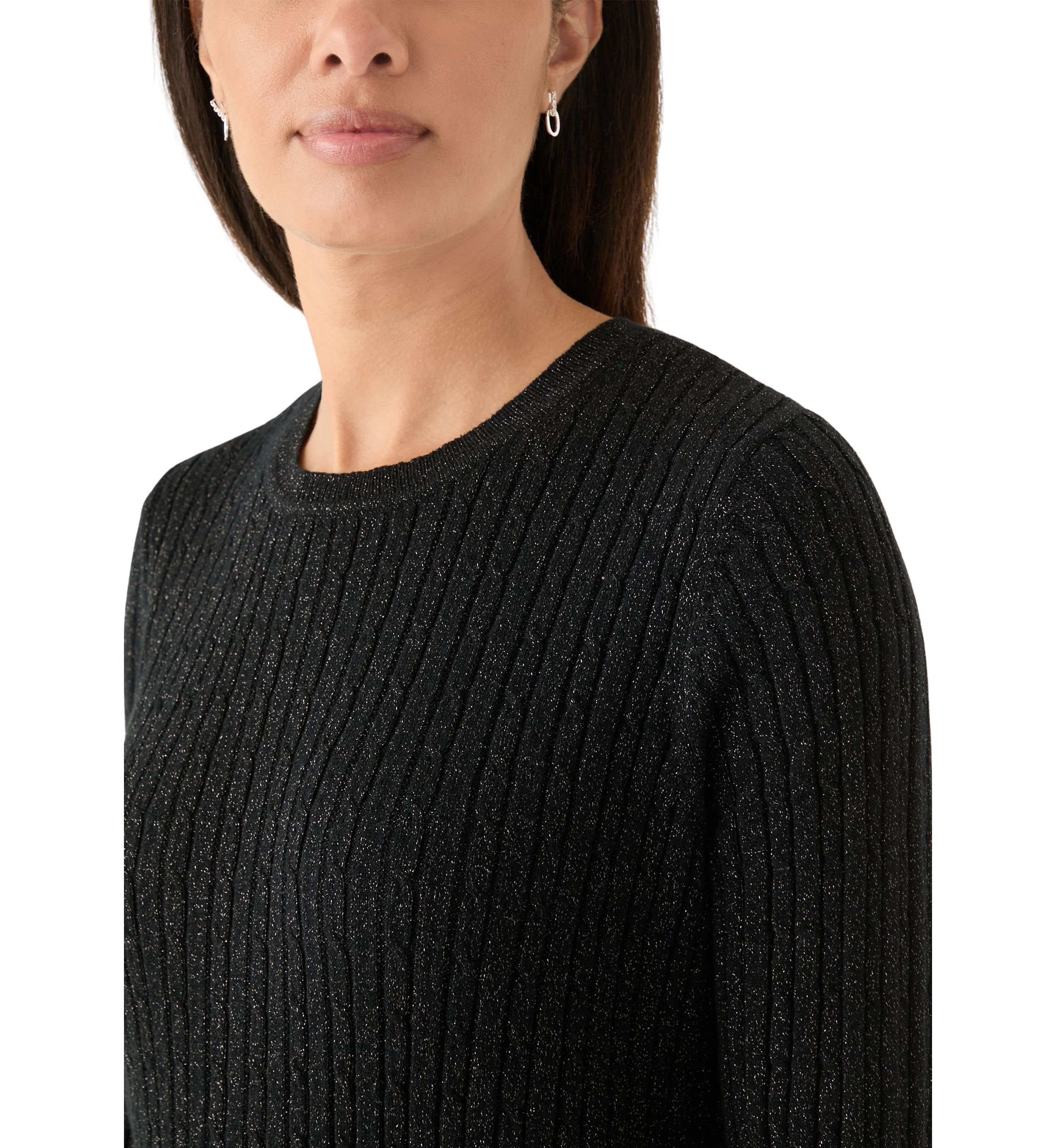 Womens Cable Knit Lurex Sweater