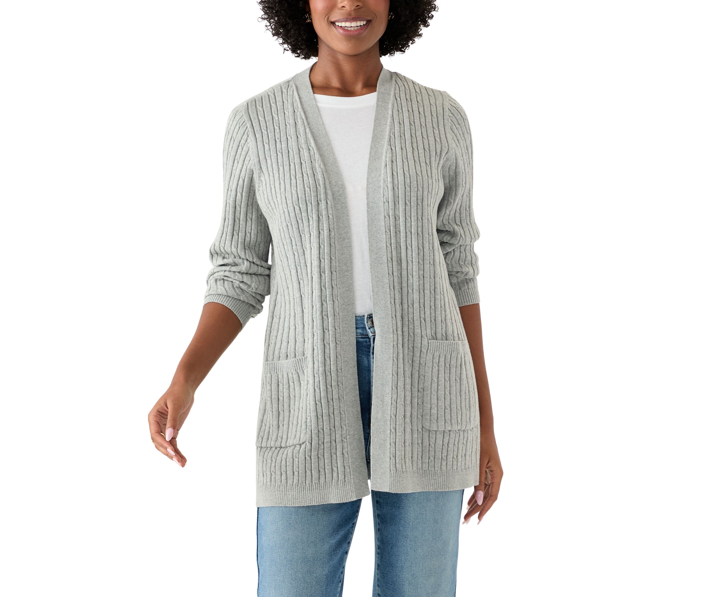 Womens Long Sleeve Cable Knit Cardigan