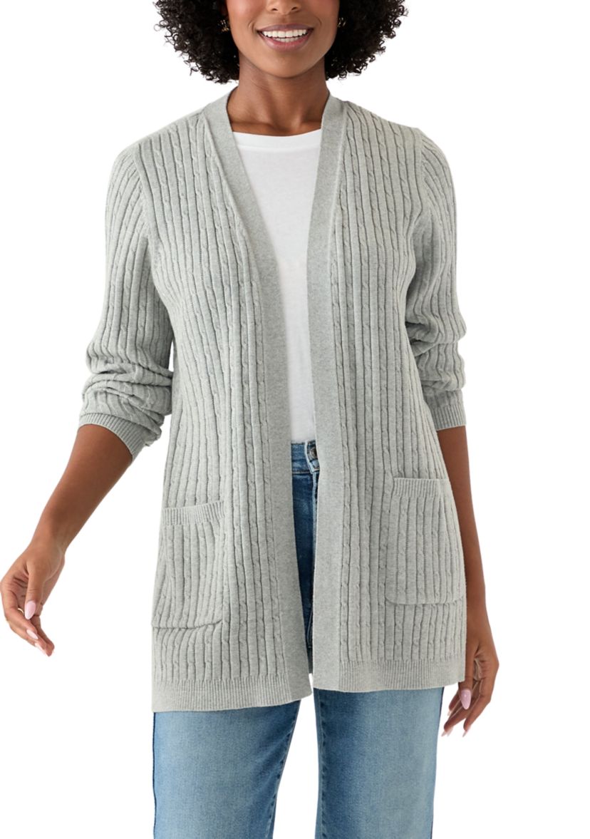 Womens Long Sleeve Cable Knit Cardigan