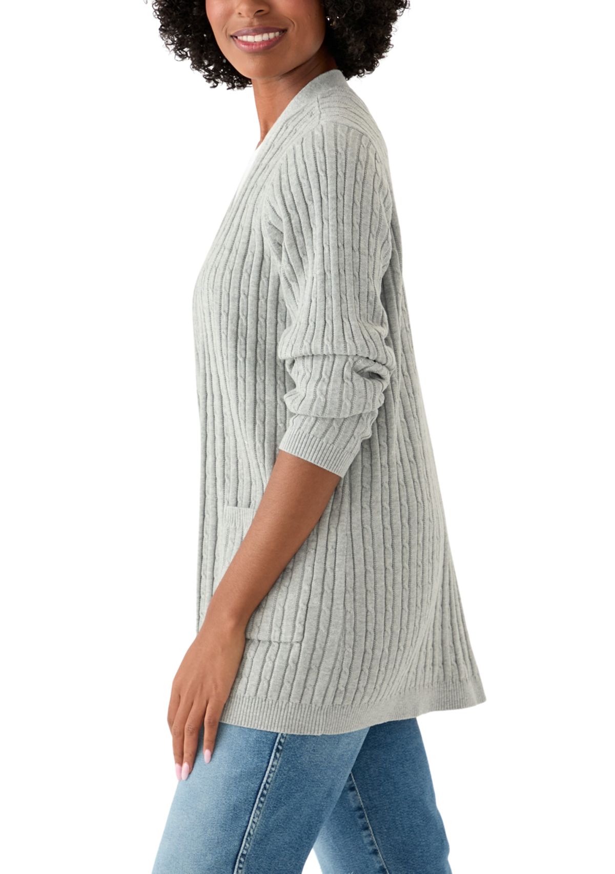 Womens Long Sleeve Cable Knit Cardigan