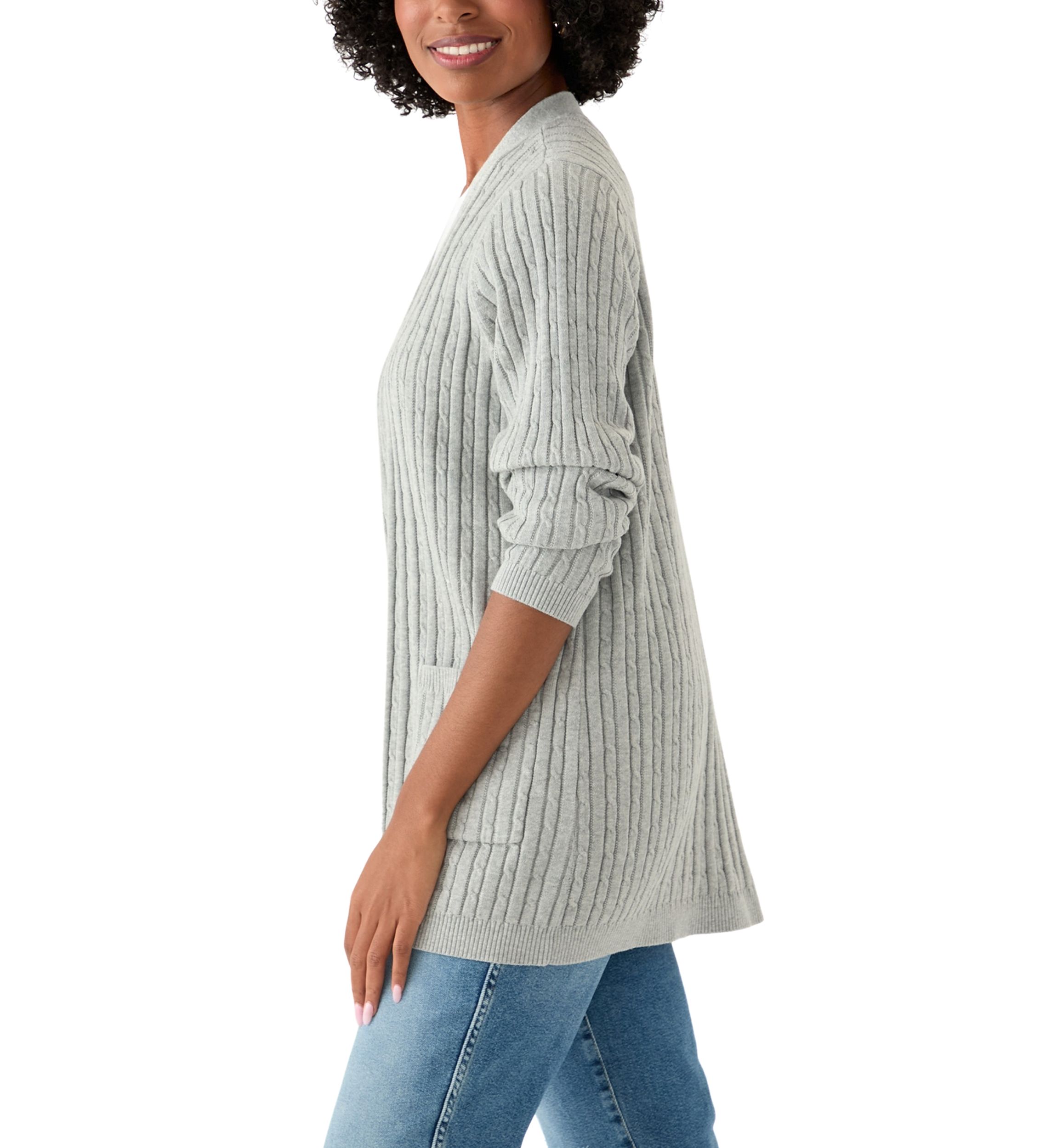 Womens Long Sleeve Cable Knit Cardigan