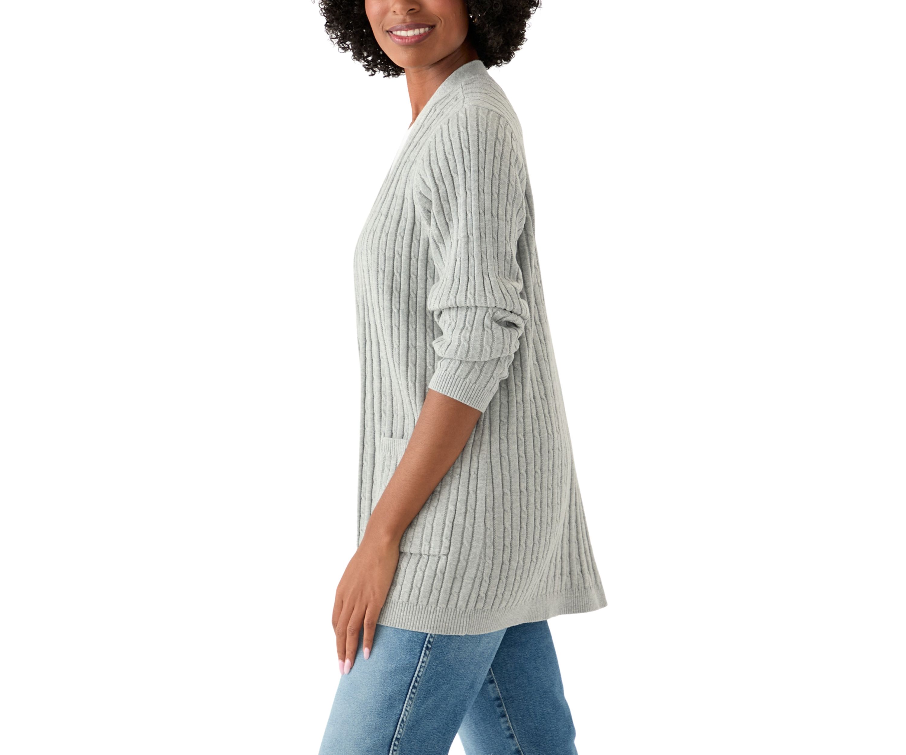 Womens Long Sleeve Cable Knit Cardigan