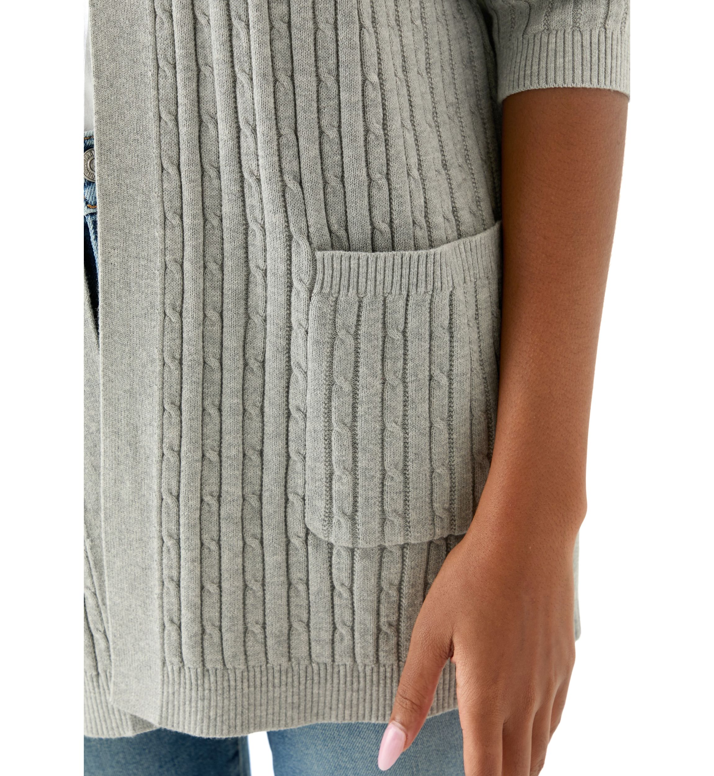 Womens Long Sleeve Cable Knit Cardigan