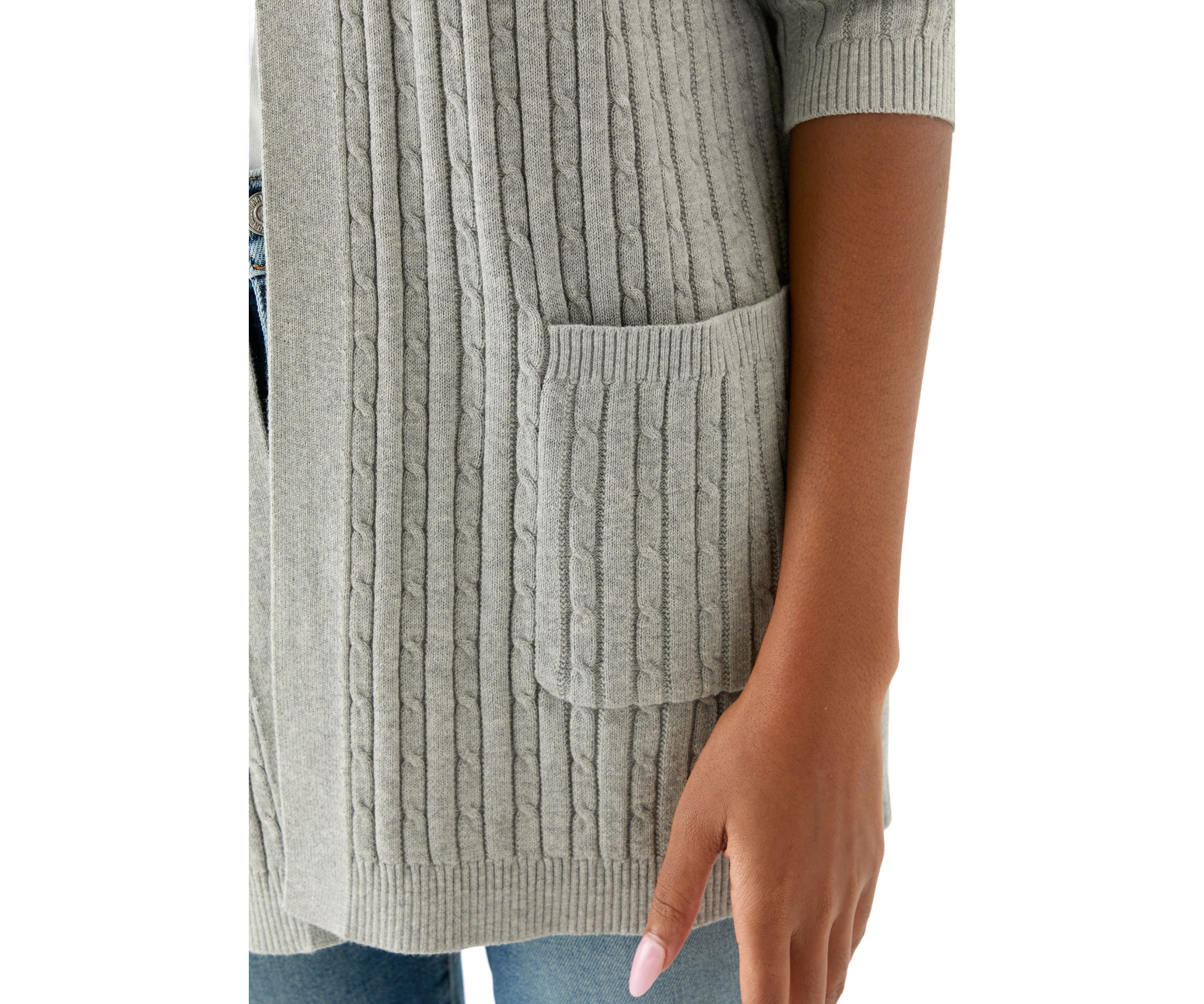 Womens Long Sleeve Cable Knit Cardigan
