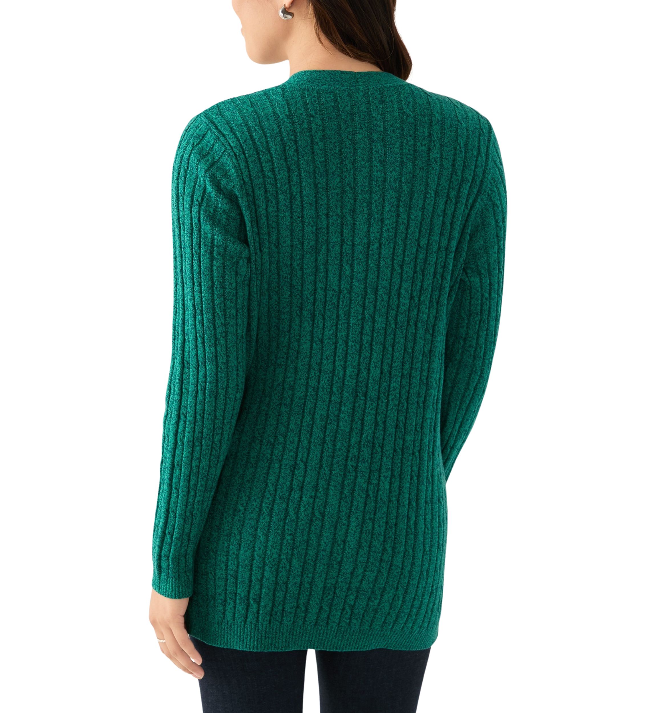 Womens Cable Knit Marled Cardigan