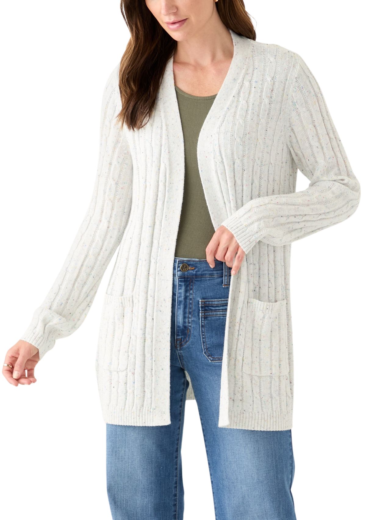 Womens Long Sleeve Cable Cardigan