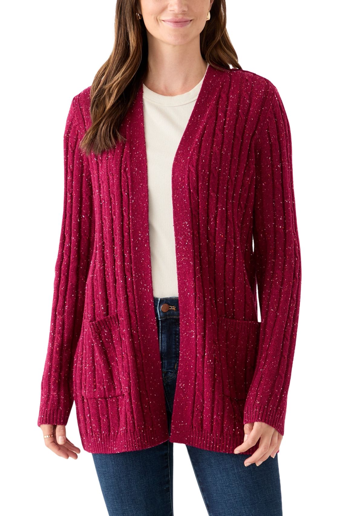 Womens Long Sleeve Cable Cardigan