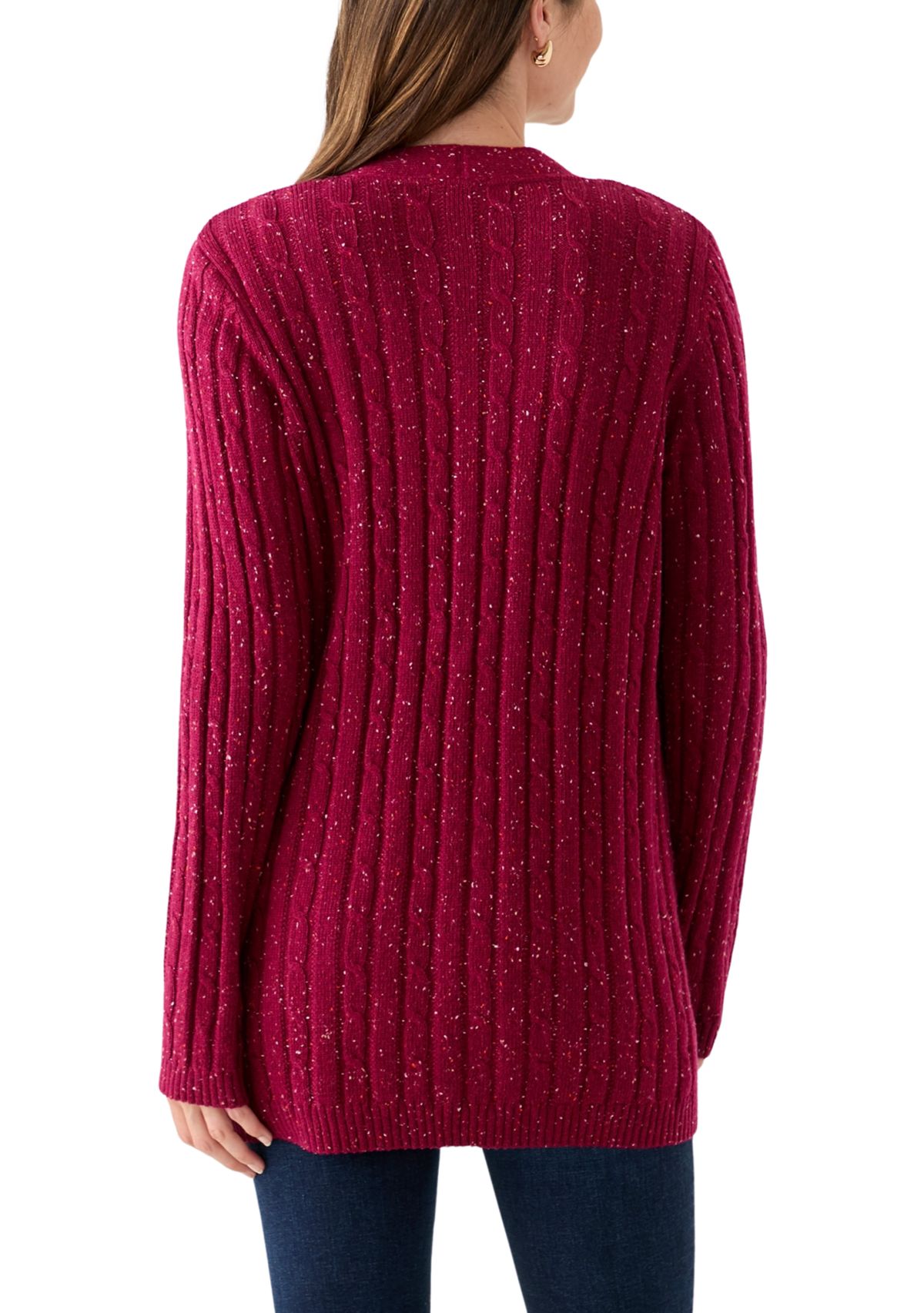 Womens Long Sleeve Cable Cardigan