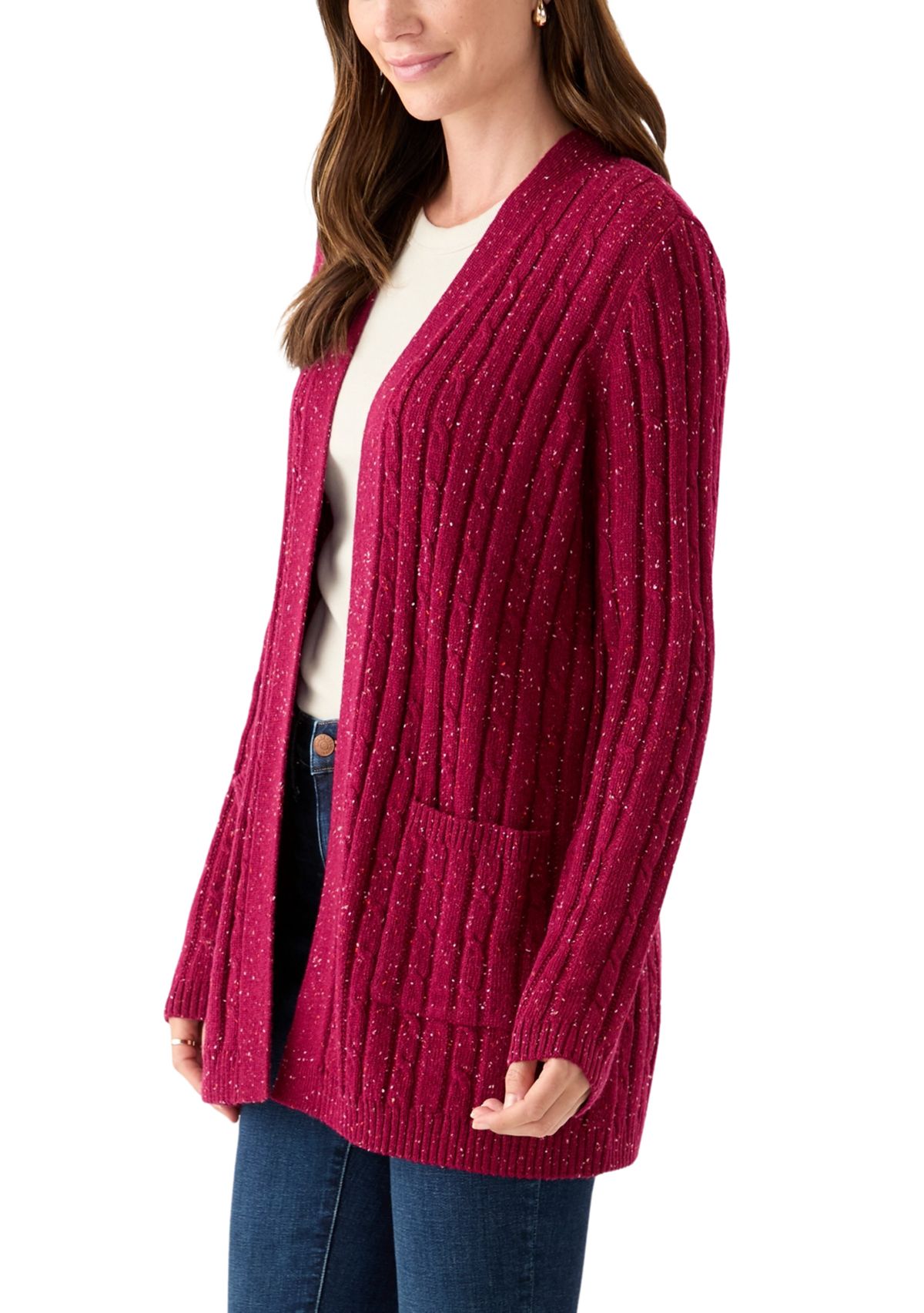 Womens Long Sleeve Cable Cardigan
