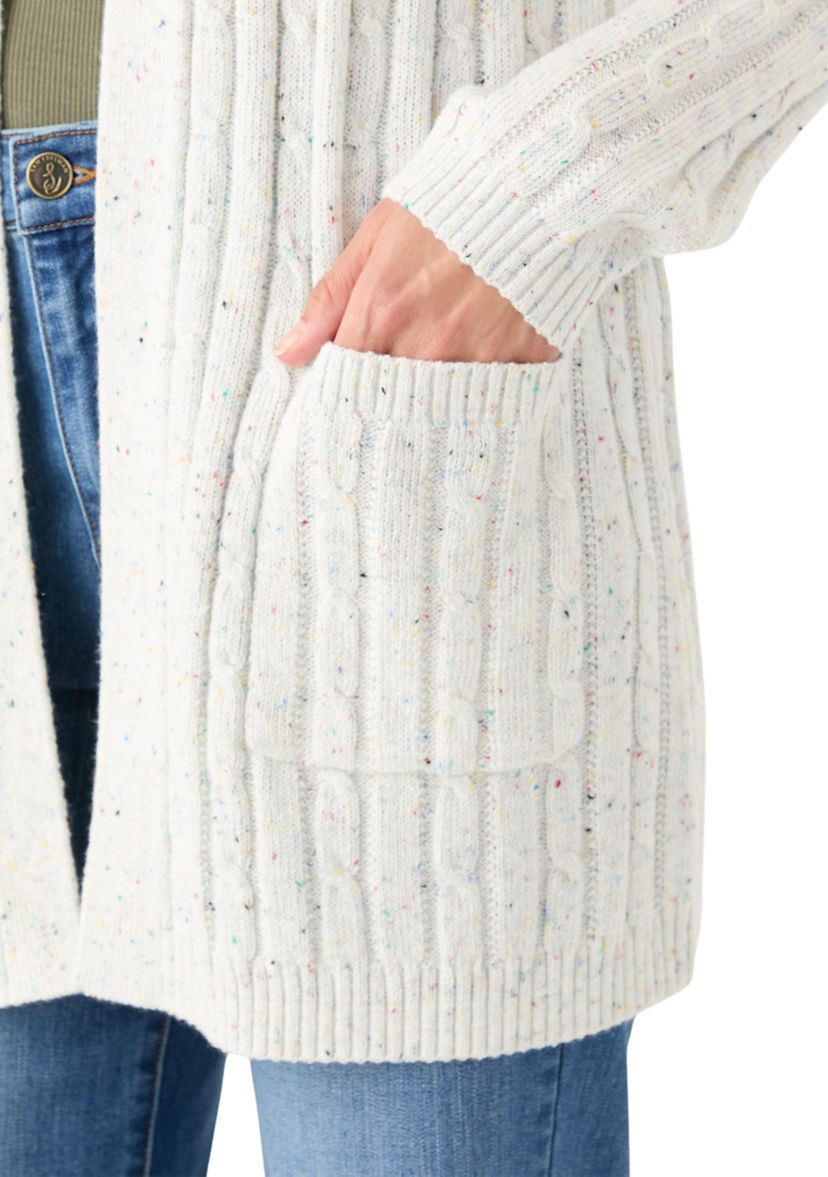 Womens Long Sleeve Cable Cardigan