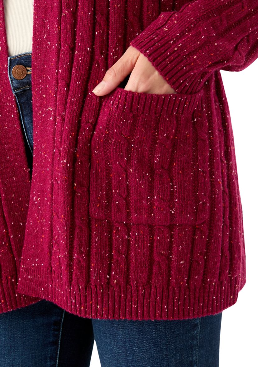 Womens Long Sleeve Cable Cardigan