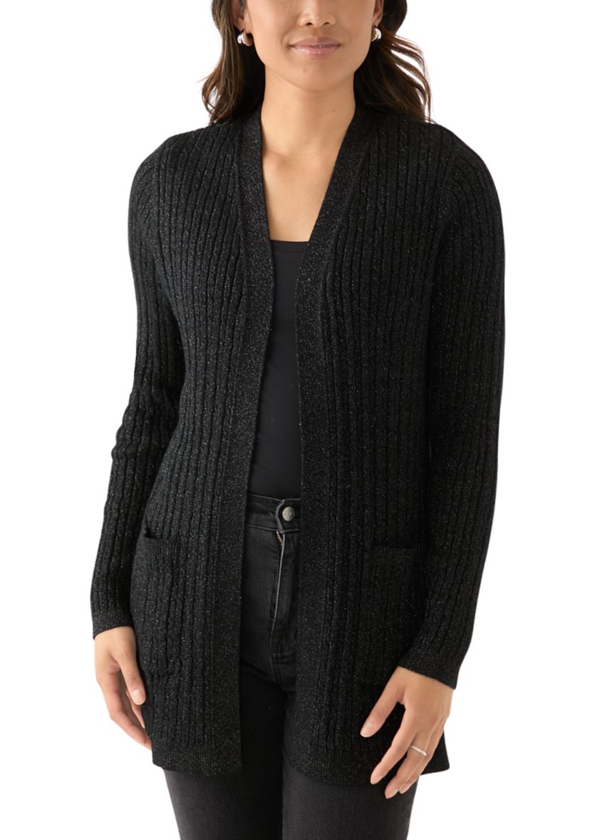 Womens Cable Knit Lurex Cardigan