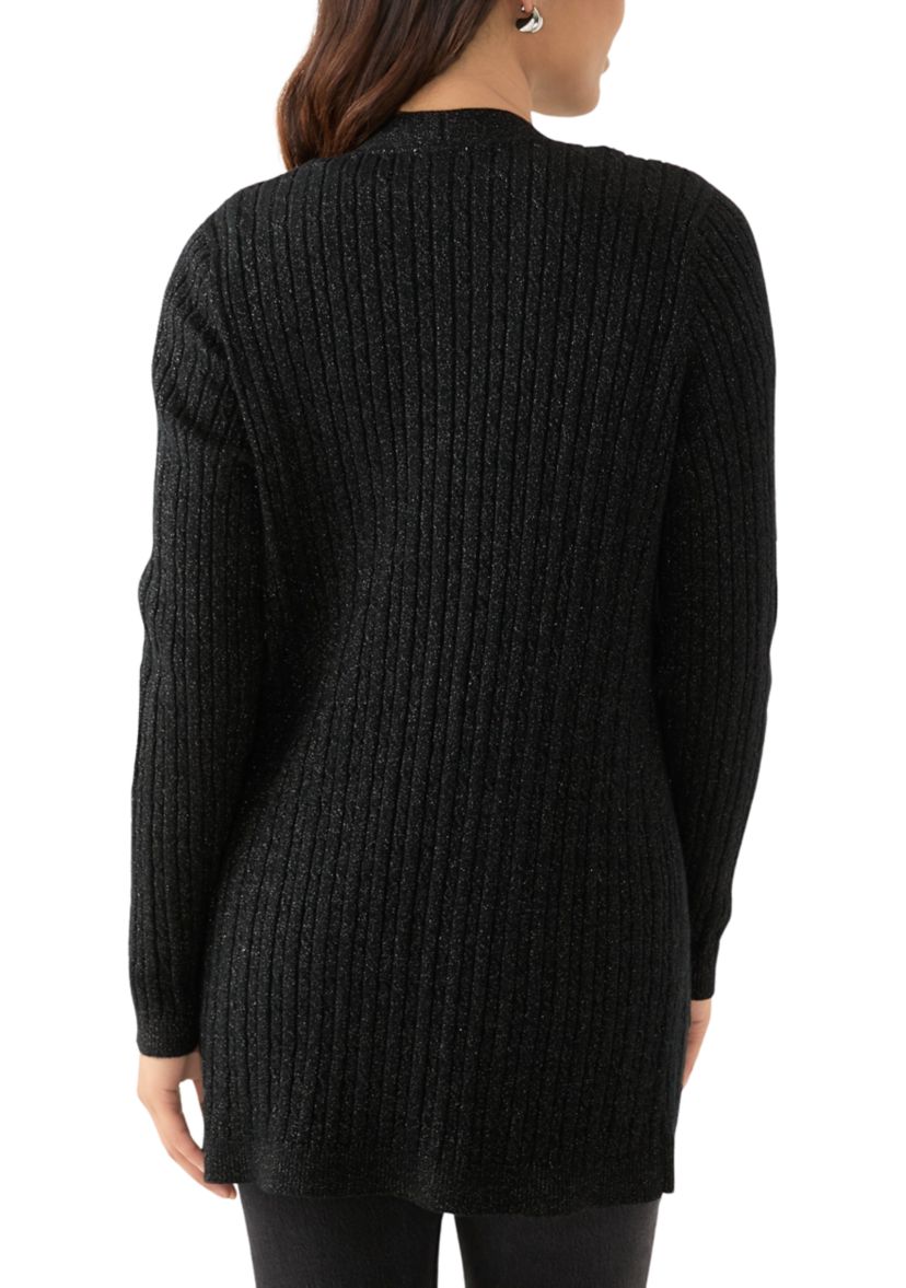 Womens Cable Knit Lurex Cardigan
