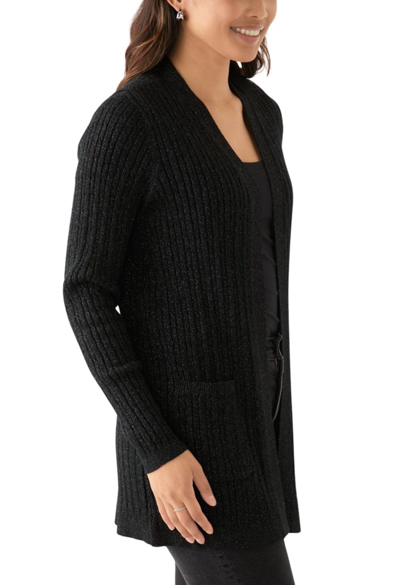 Womens Cable Knit Lurex Cardigan