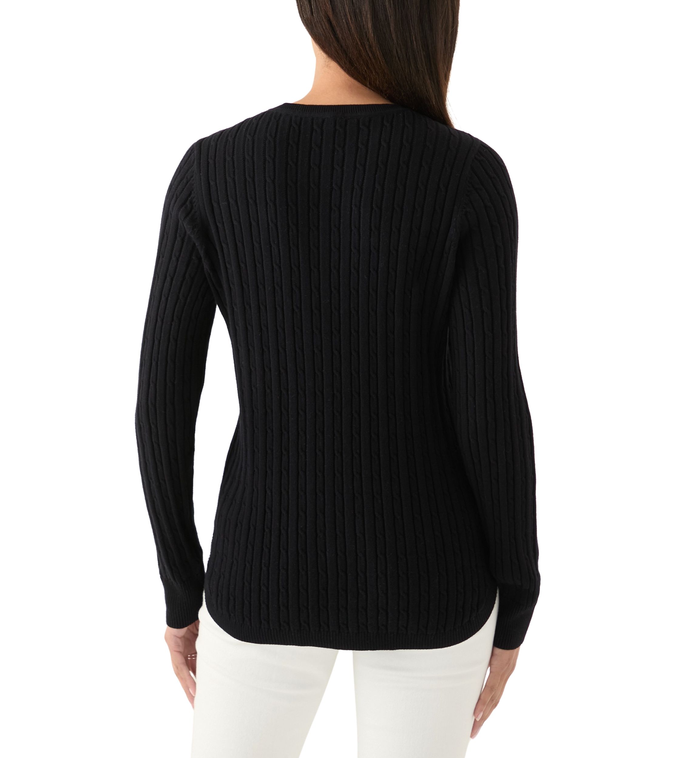 Womens V-Neck Cable Knit Sweater