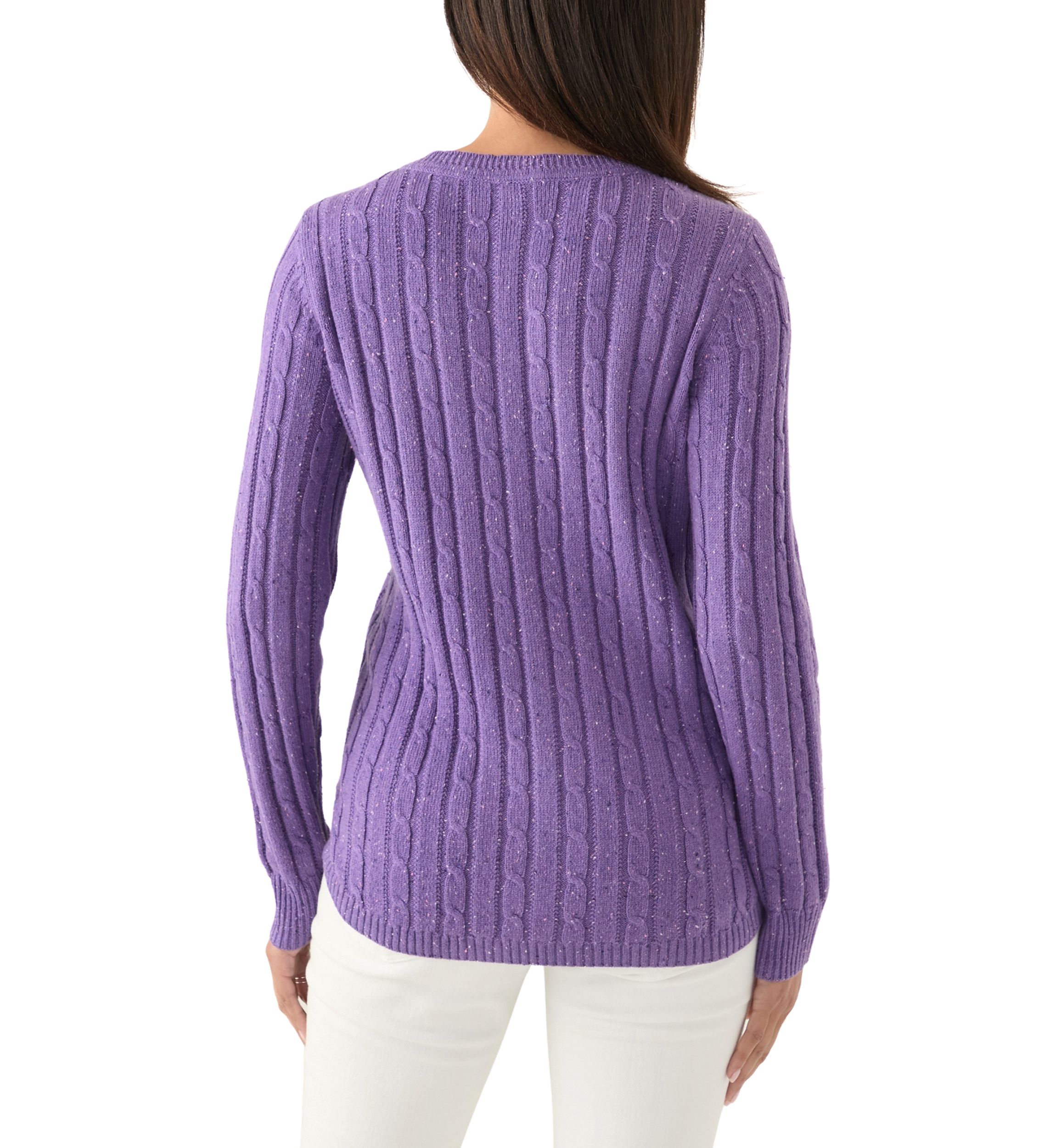 Womens Cable Knit V-Neck Sweater