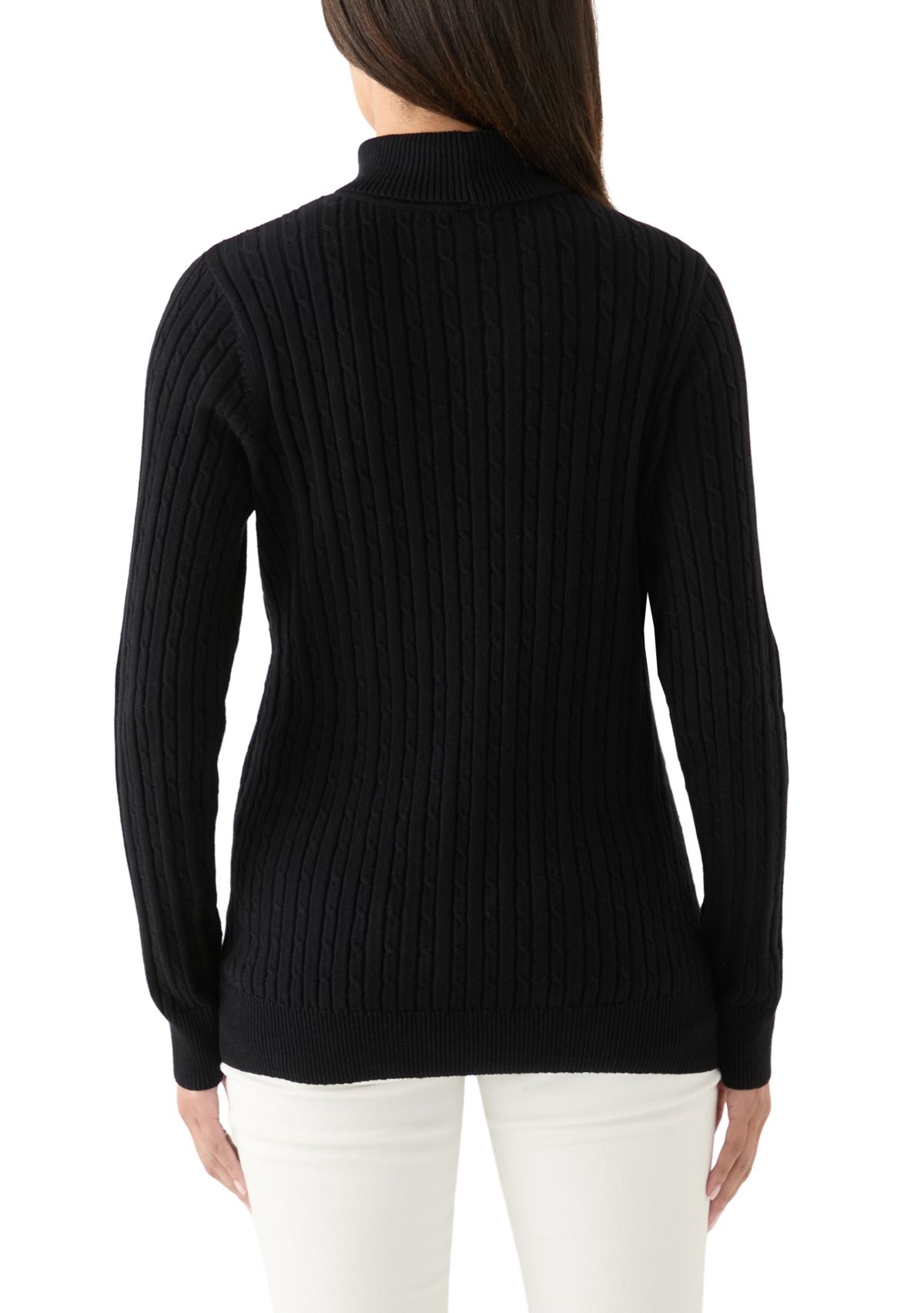 Womens Cable Knit Turtleneck Sweater