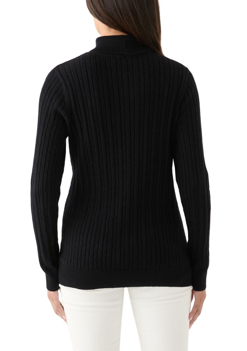 Womens Cable Knit Turtleneck Sweater