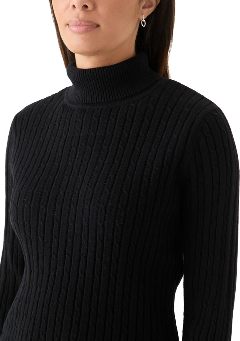 Womens Cable Knit Turtleneck Sweater