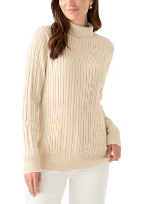 Kim Rogers Women's Long Sleeve Cable Turtleneck Sweater, XXL