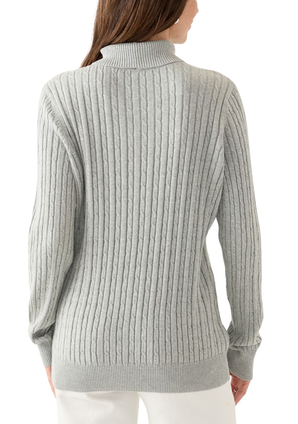 Womens Long Sleeve Cable Turtleneck Sweater
