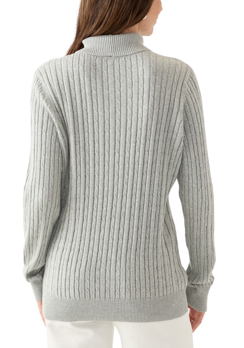 Womens Long Sleeve Cable Turtleneck Sweater