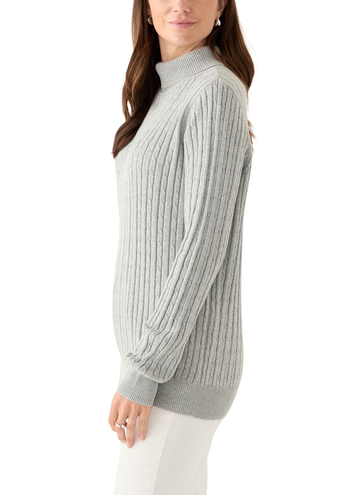 Womens Long Sleeve Cable Turtleneck Sweater
