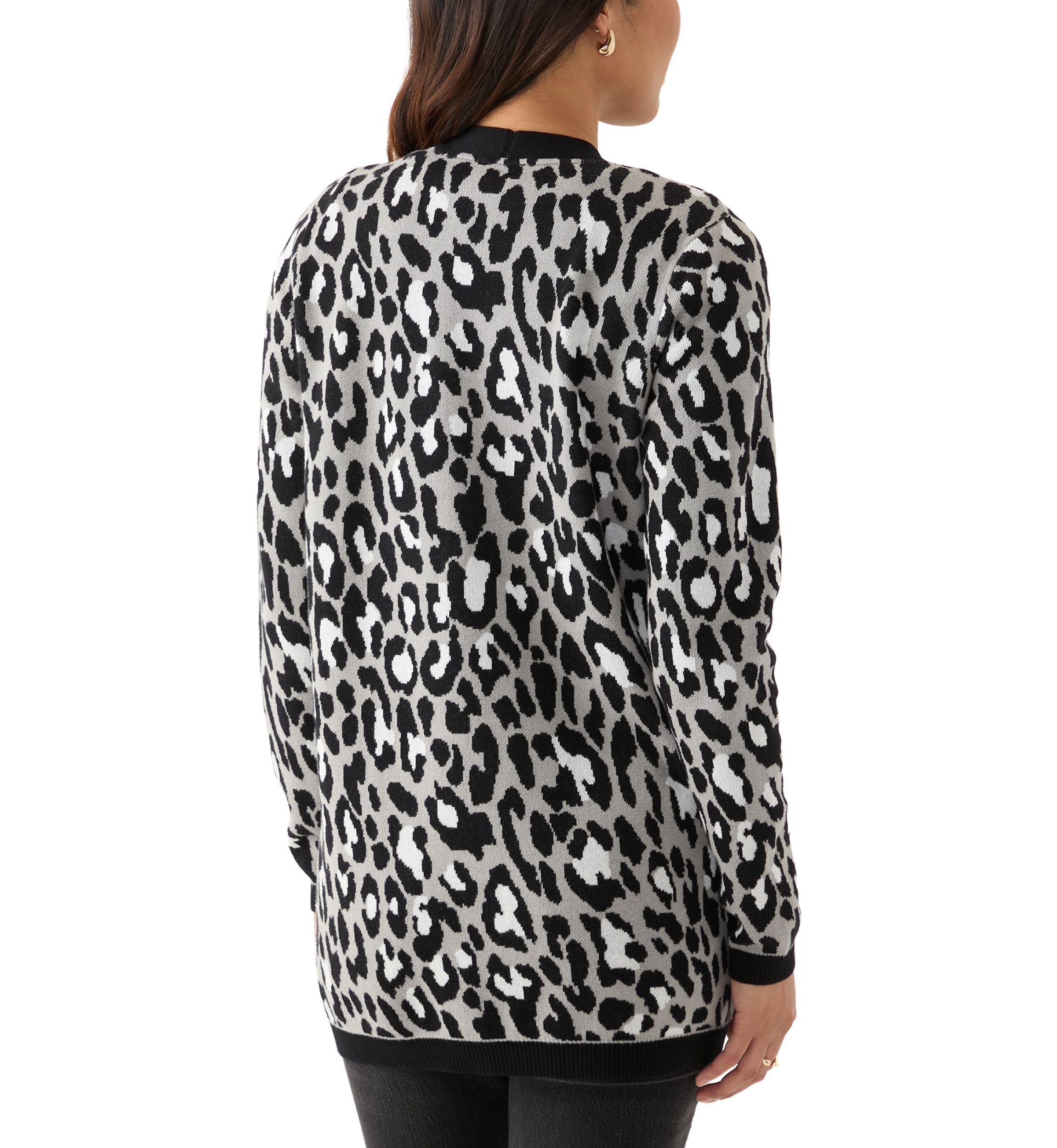 Womens Printed Jacquard Knit Cardigan